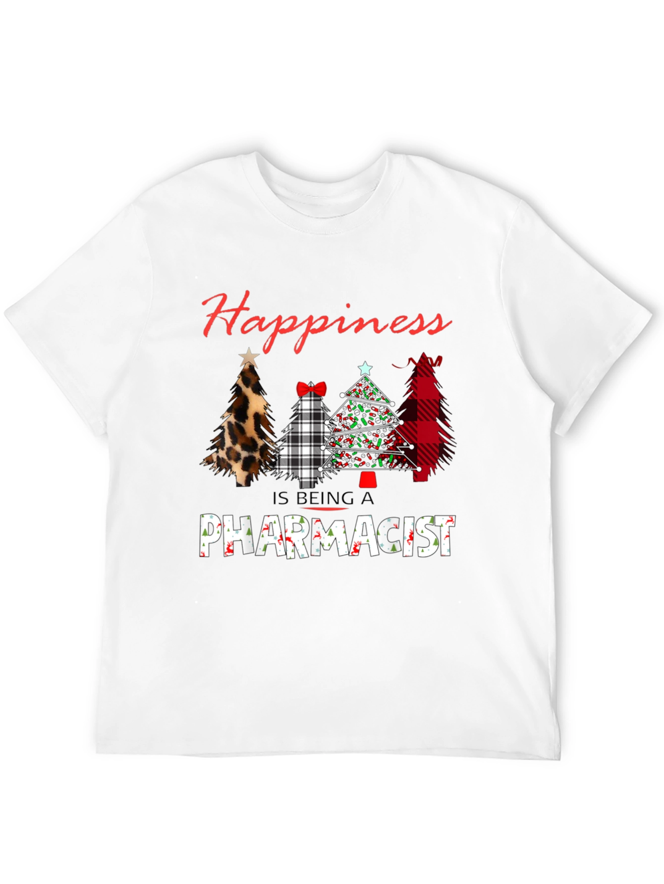 Black Happiness is Being A Pharmacist Christmas Tree T-Shirt view 12