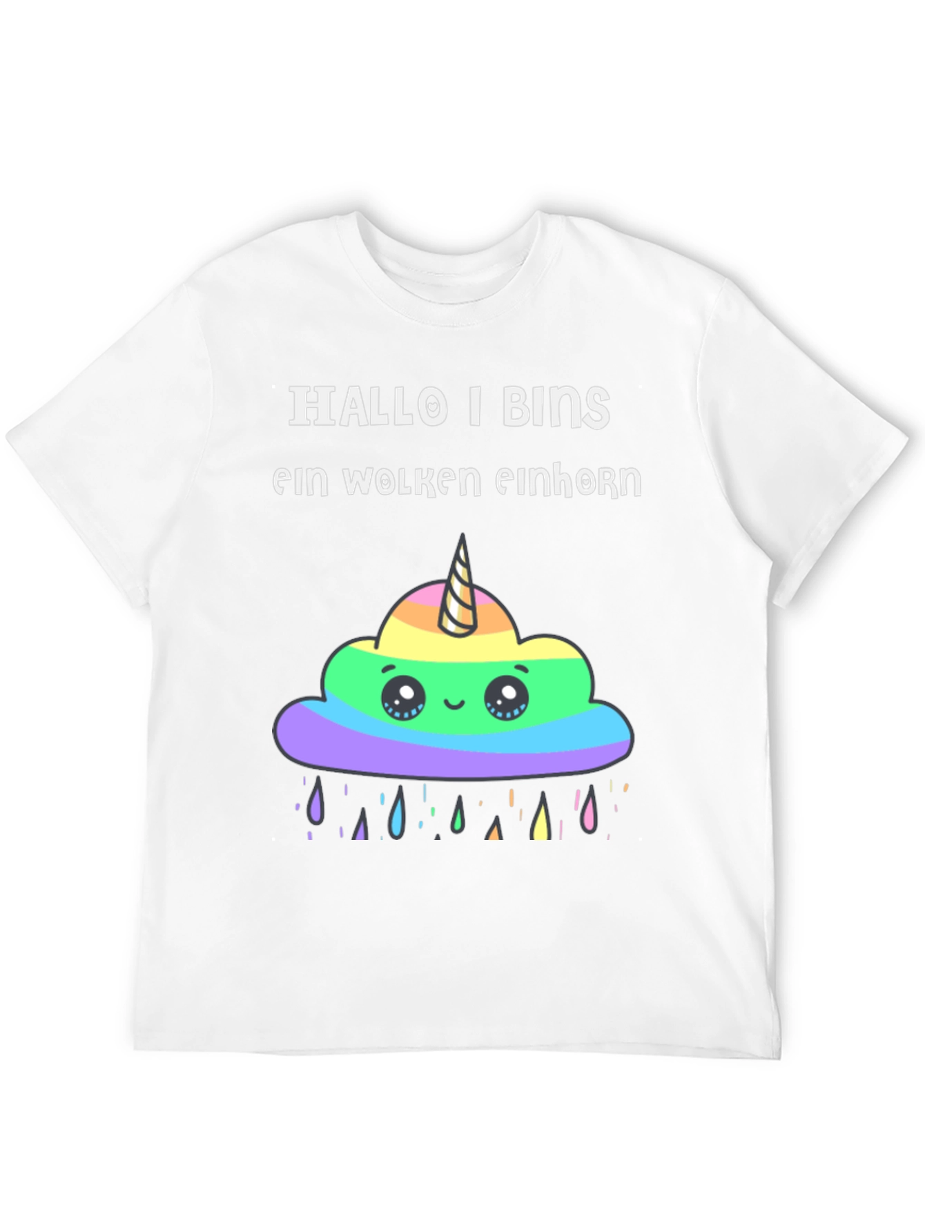 Black Hallo I Bins Wolken Einhorn T-Shirt view 12