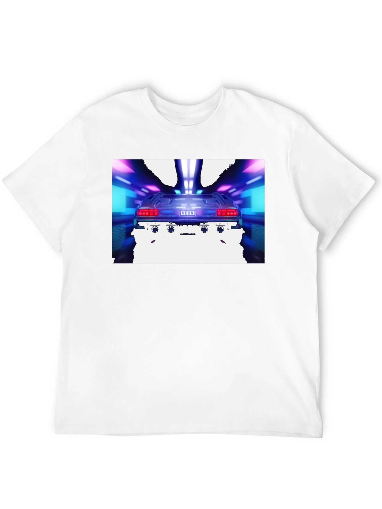 Black Retro Neon Car T-Shirt - Vintage 80s Style view 12