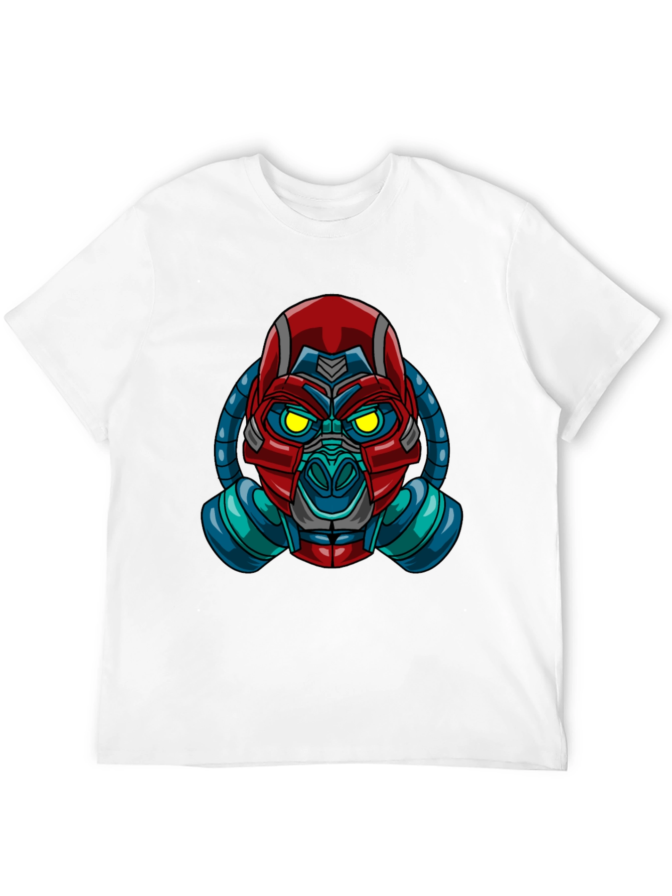 Black Futuristic Robot Gas Mask Graphic T-Shirt view 12