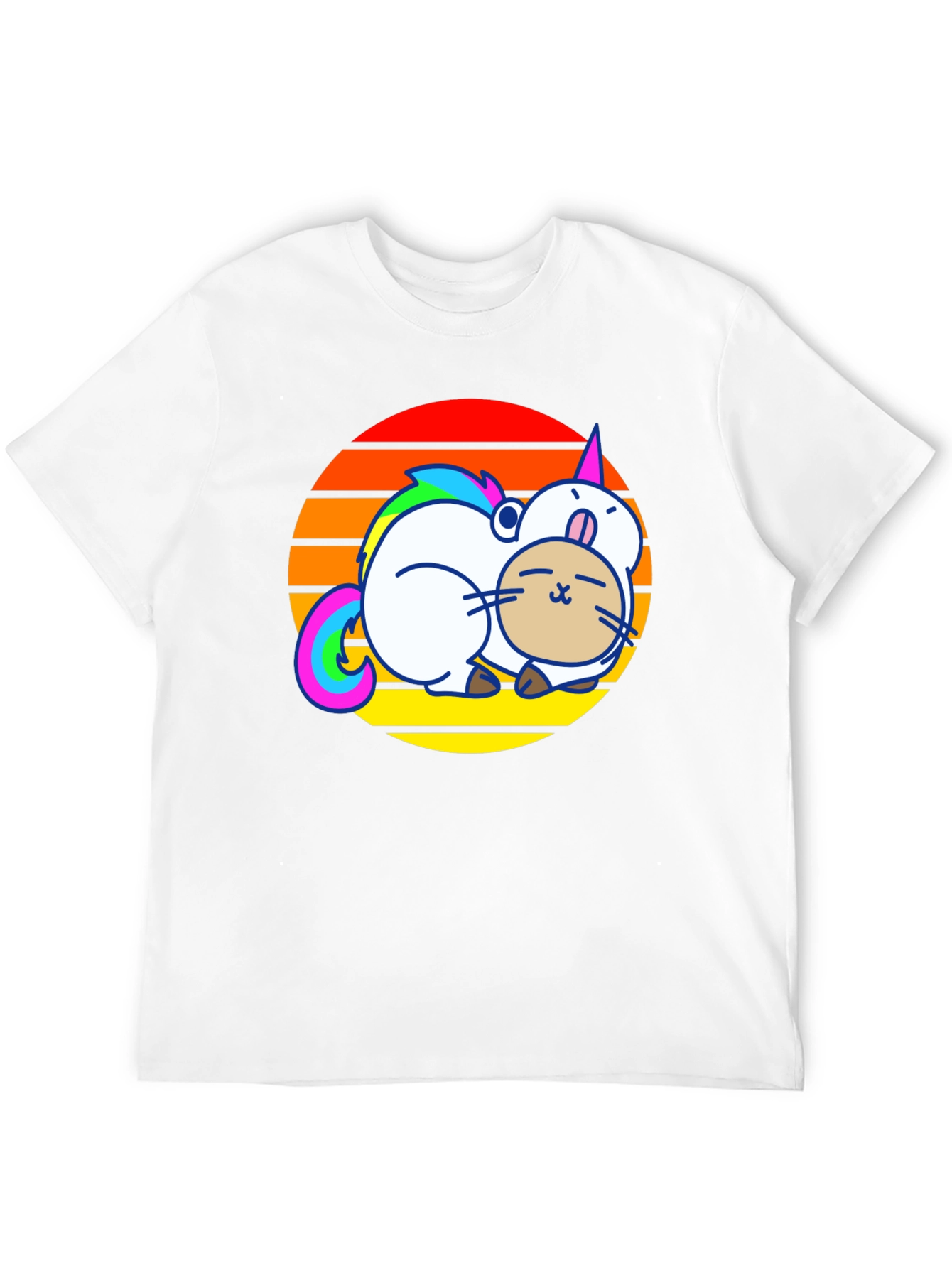 Black Unicorn Cat Sunset Graphic T-Shirt view 12