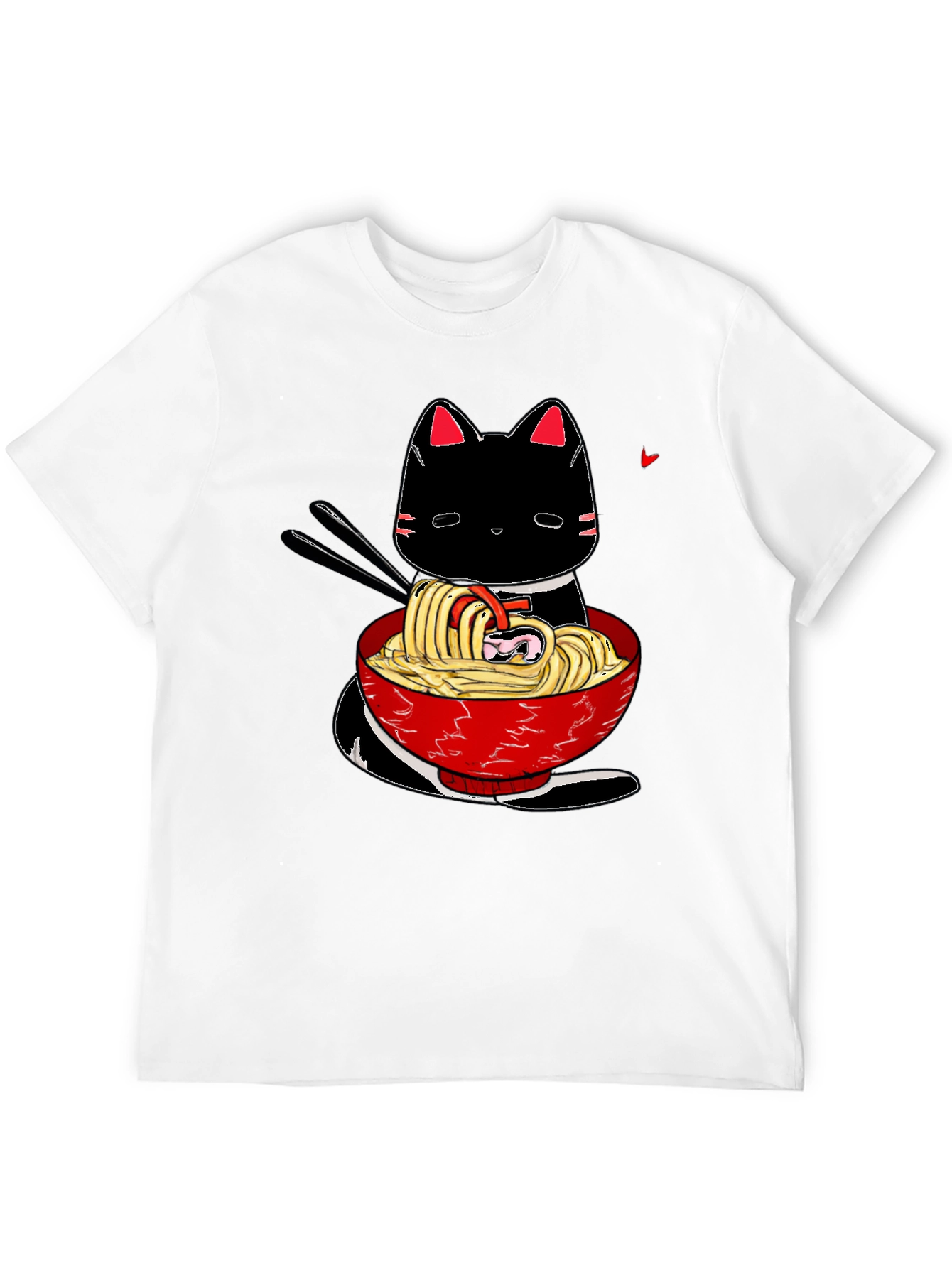 Black Ramen Cat Black T-Shirt - Anime Style view 12