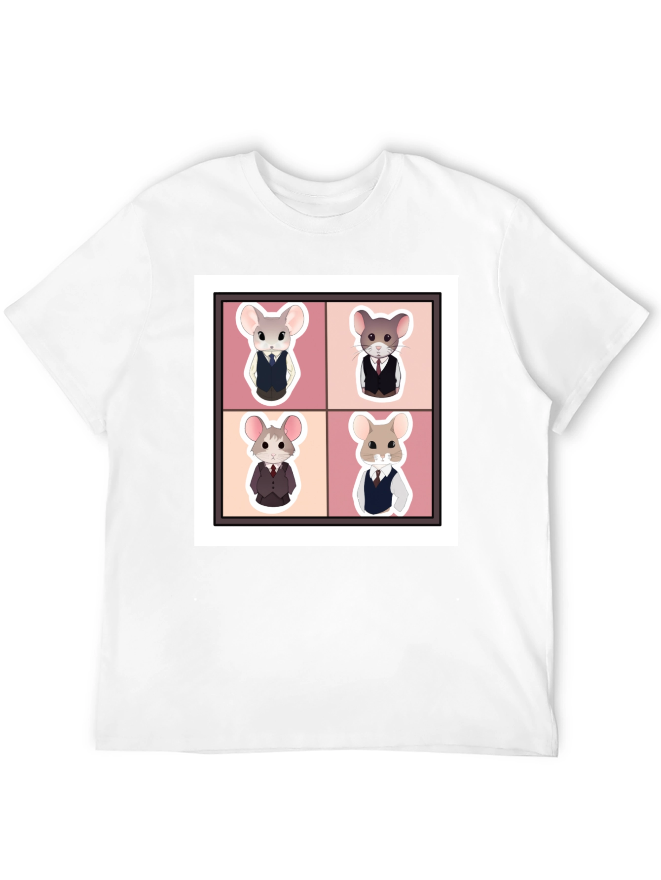 Black Stylish Mouse Portrait Black T-Shirt view 12