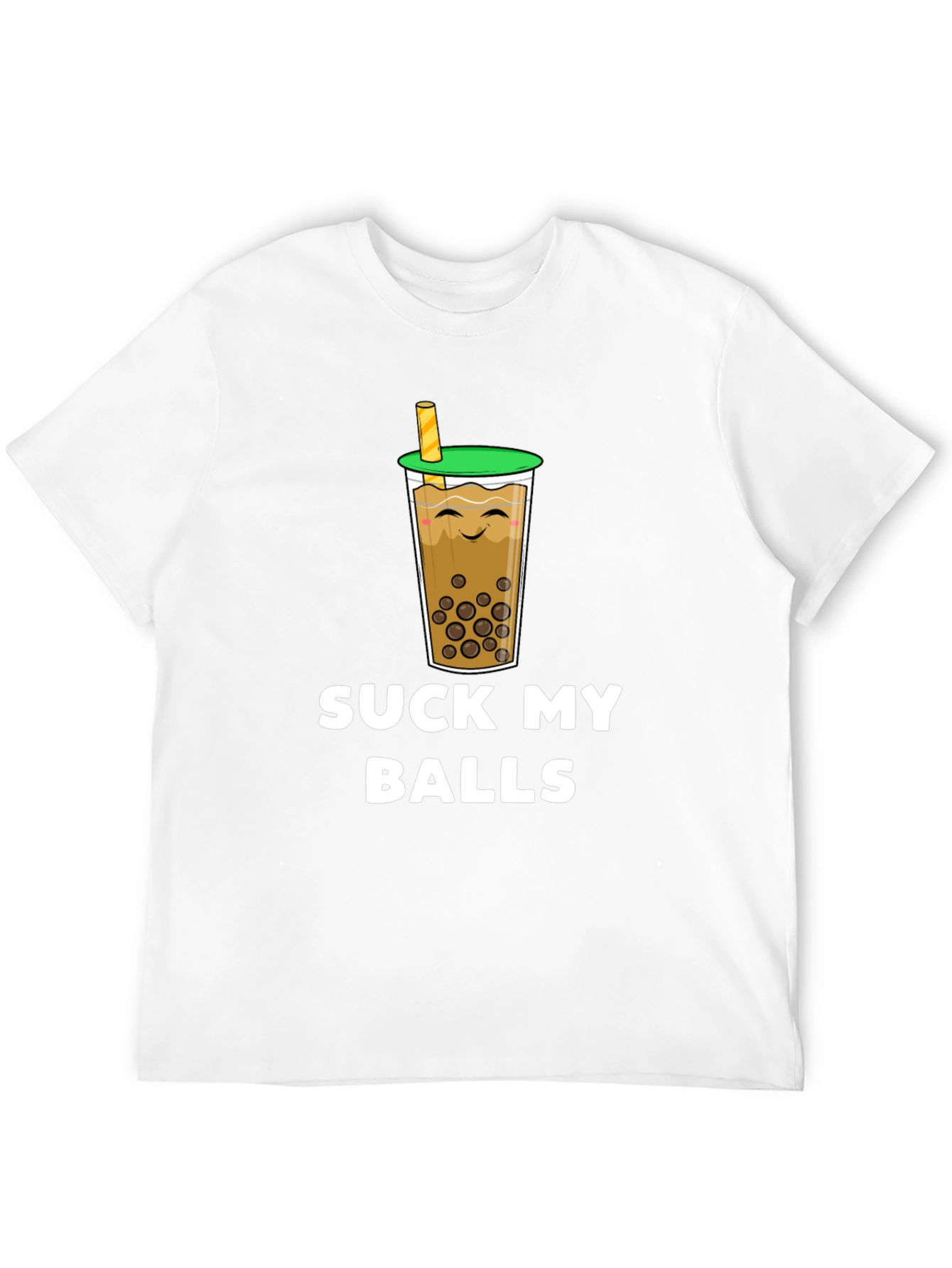 Black Suck My Balls Boba Tea Graphic T-Shirt view 12