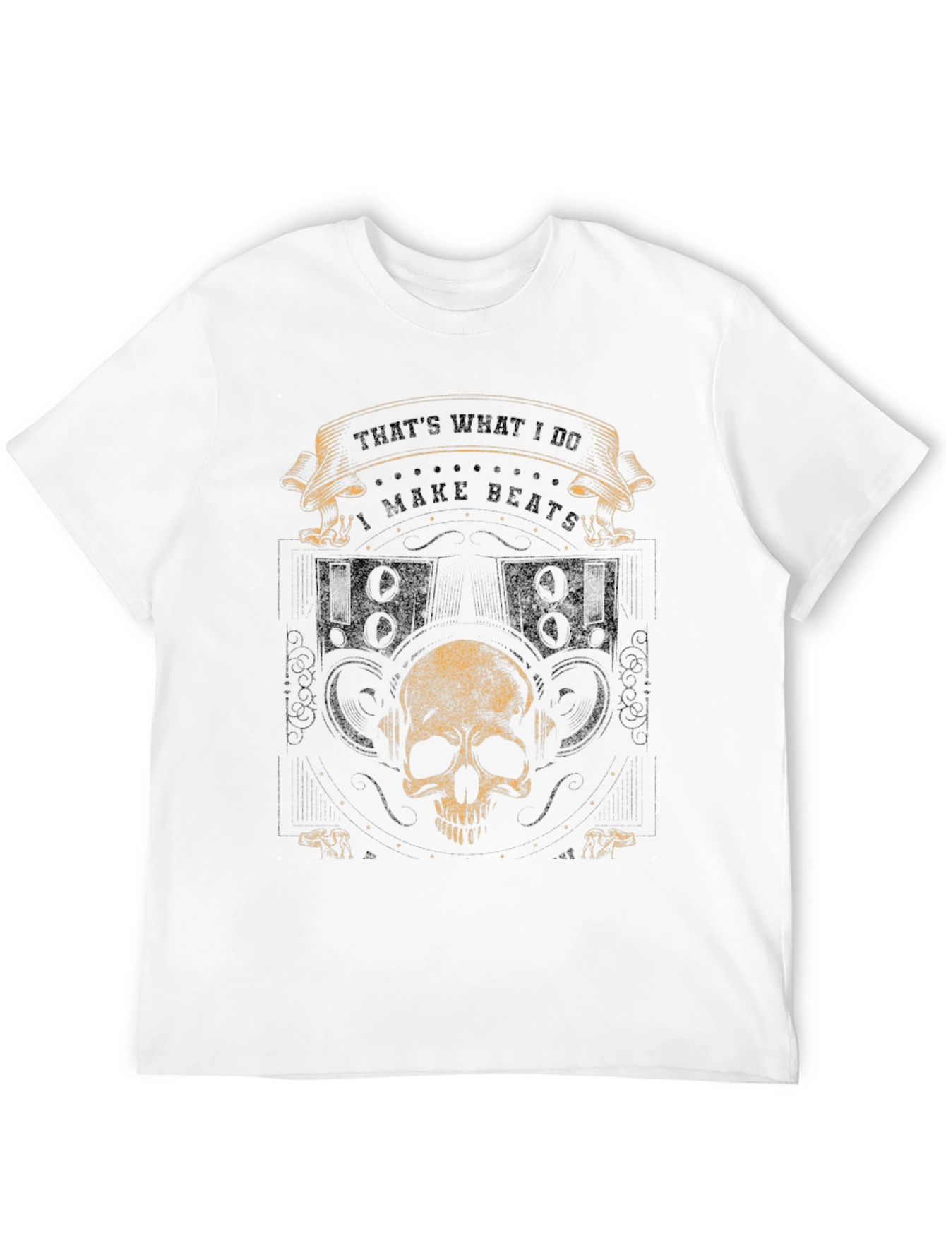 Black I Make Beats Skull Graphic Tee - Black Cotton T-Shirt view 12