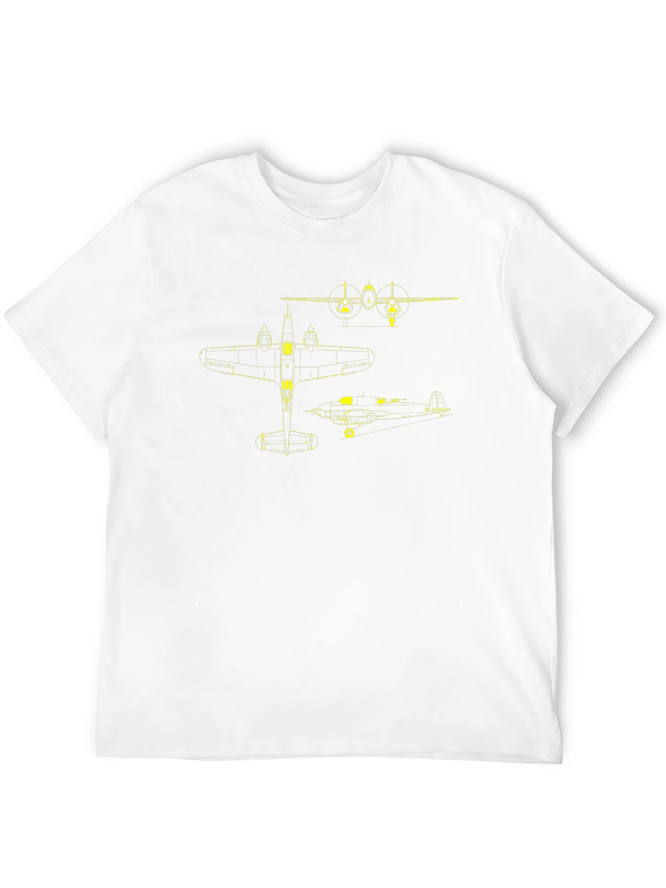 Black Vintage Airplane Blueprint Graphic T-Shirt view 12