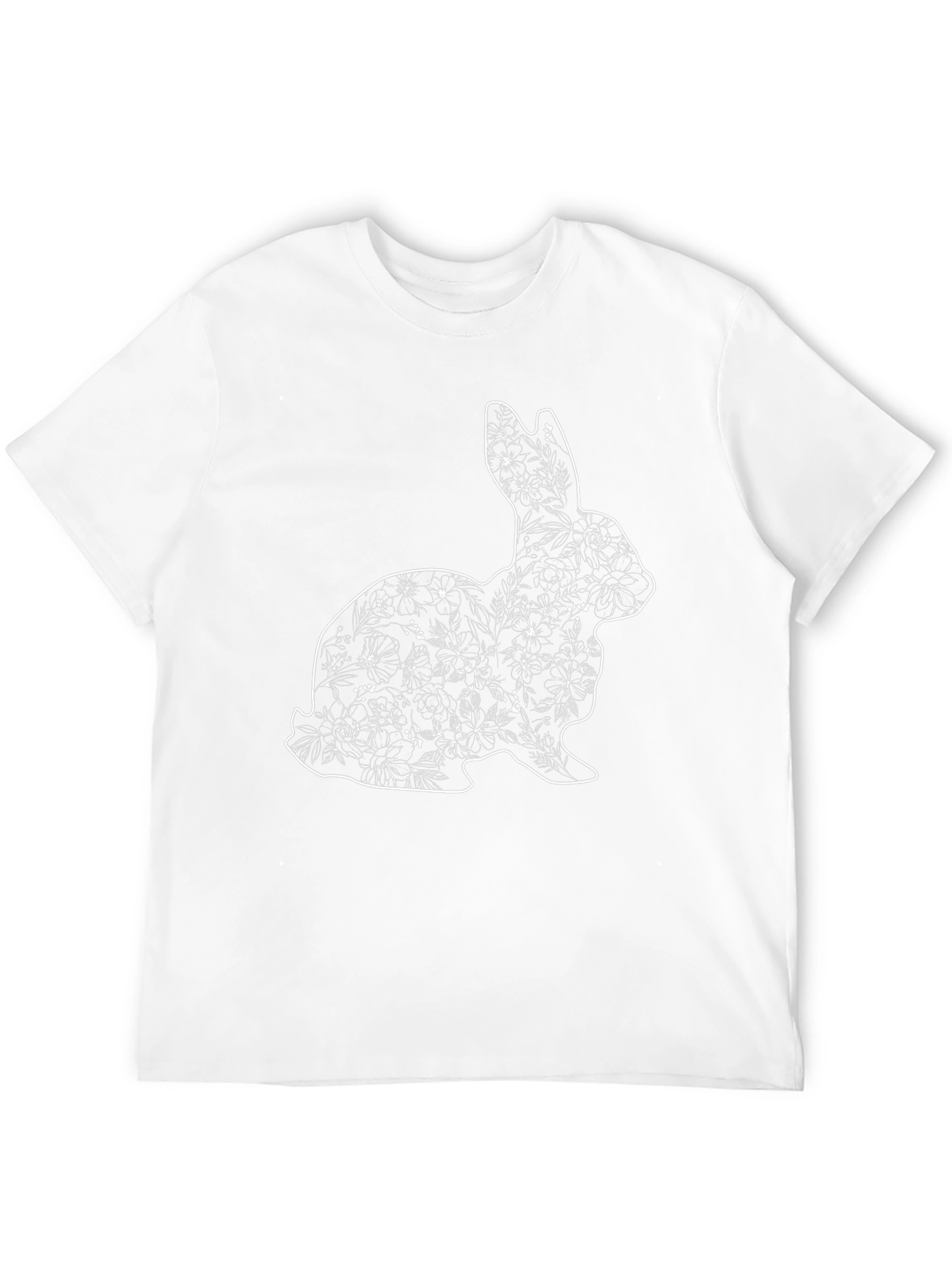 Black Floral Bunny Graphic Tee - Soft Black Cotton Blend view 12