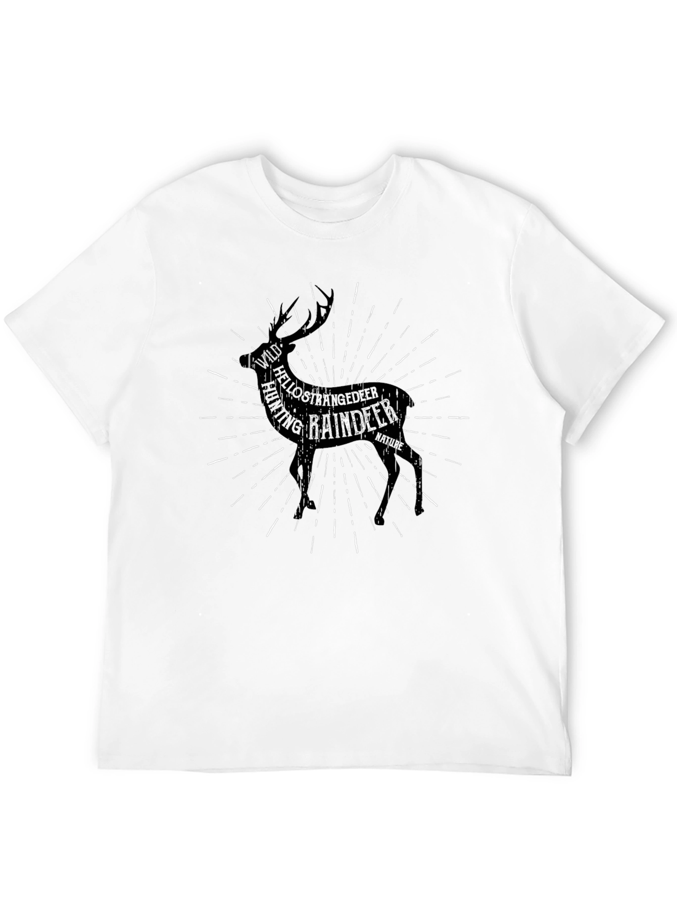 Black Reindeer Word Art T-Shirt - Black view 12