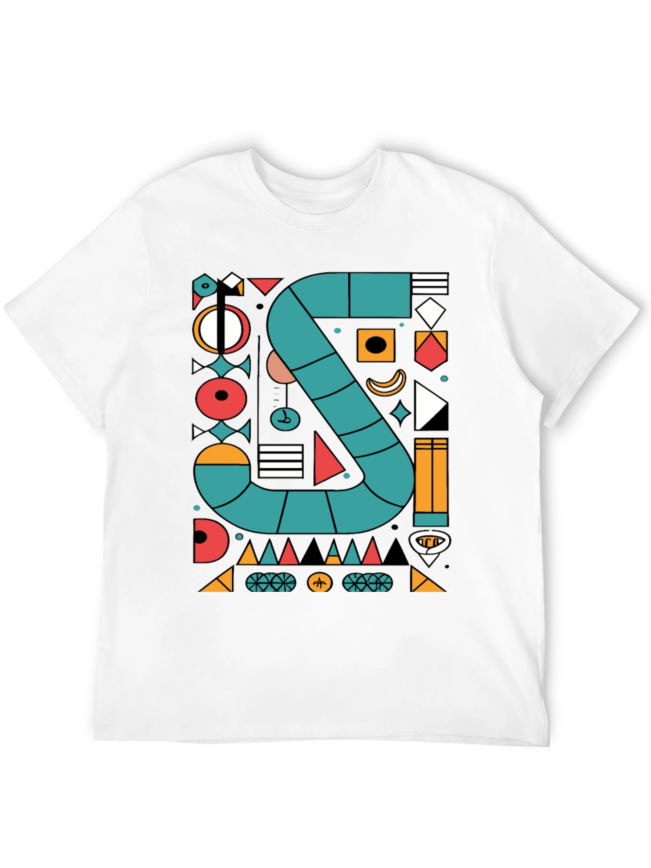 Black Geometric S Design T-Shirt - Modern Art Tee view 12