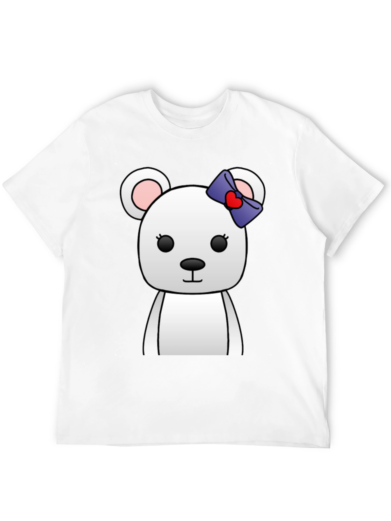 Black Cute Cartoon Bear T-Shirt - Unisex Black Tee view 12