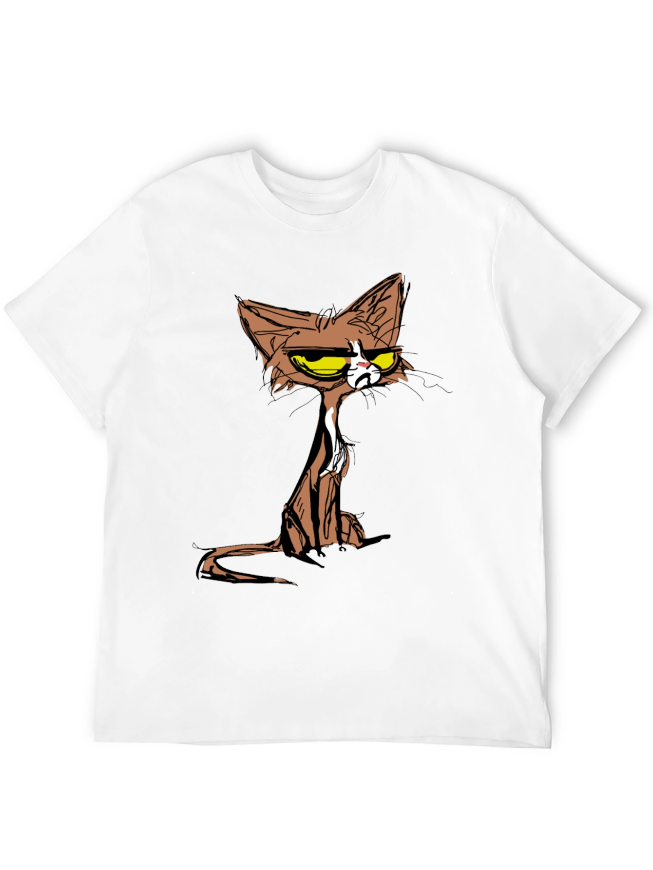 Black Grumpy Cat T-Shirt - Cartoon Style Tee view 12