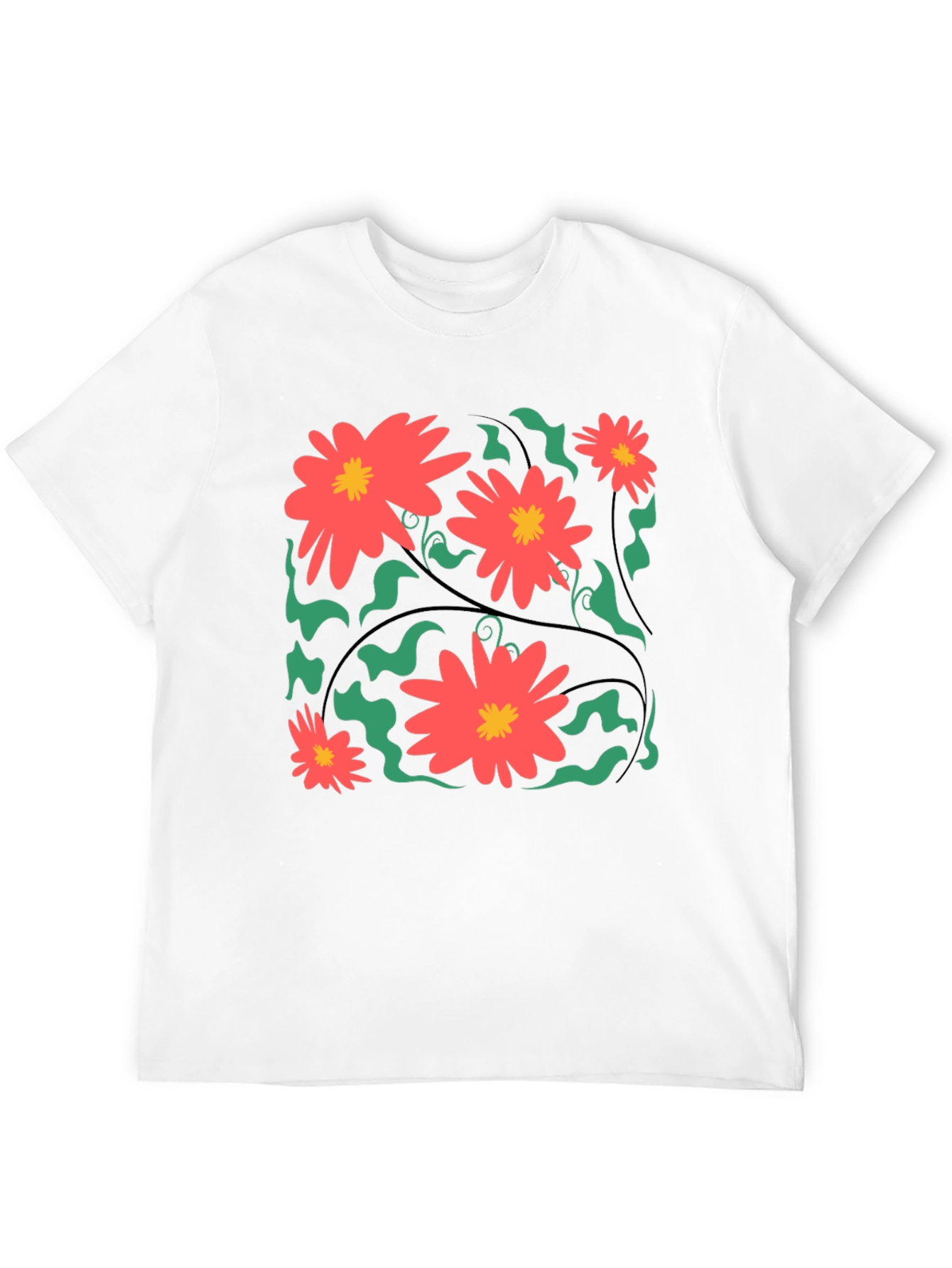 Black Floral Print Black T-Shirt view 12