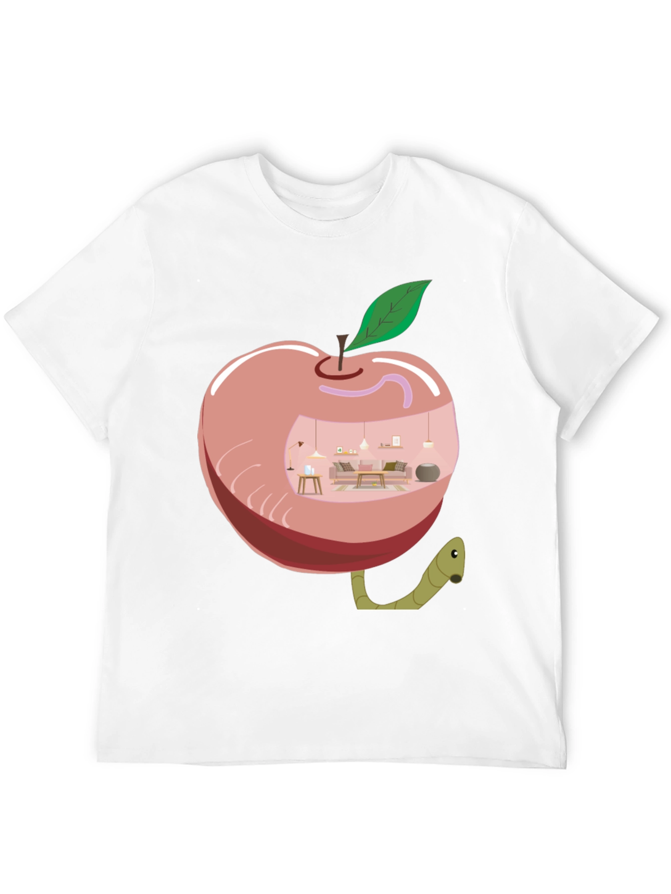 Black Apple Home Worm Tee - Unique Graphic T-Shirt view 12
