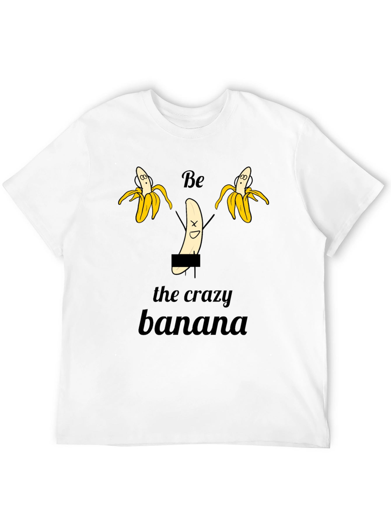 Black Crazy Banana Graphic T-Shirt - Unisex Black Tee view 12