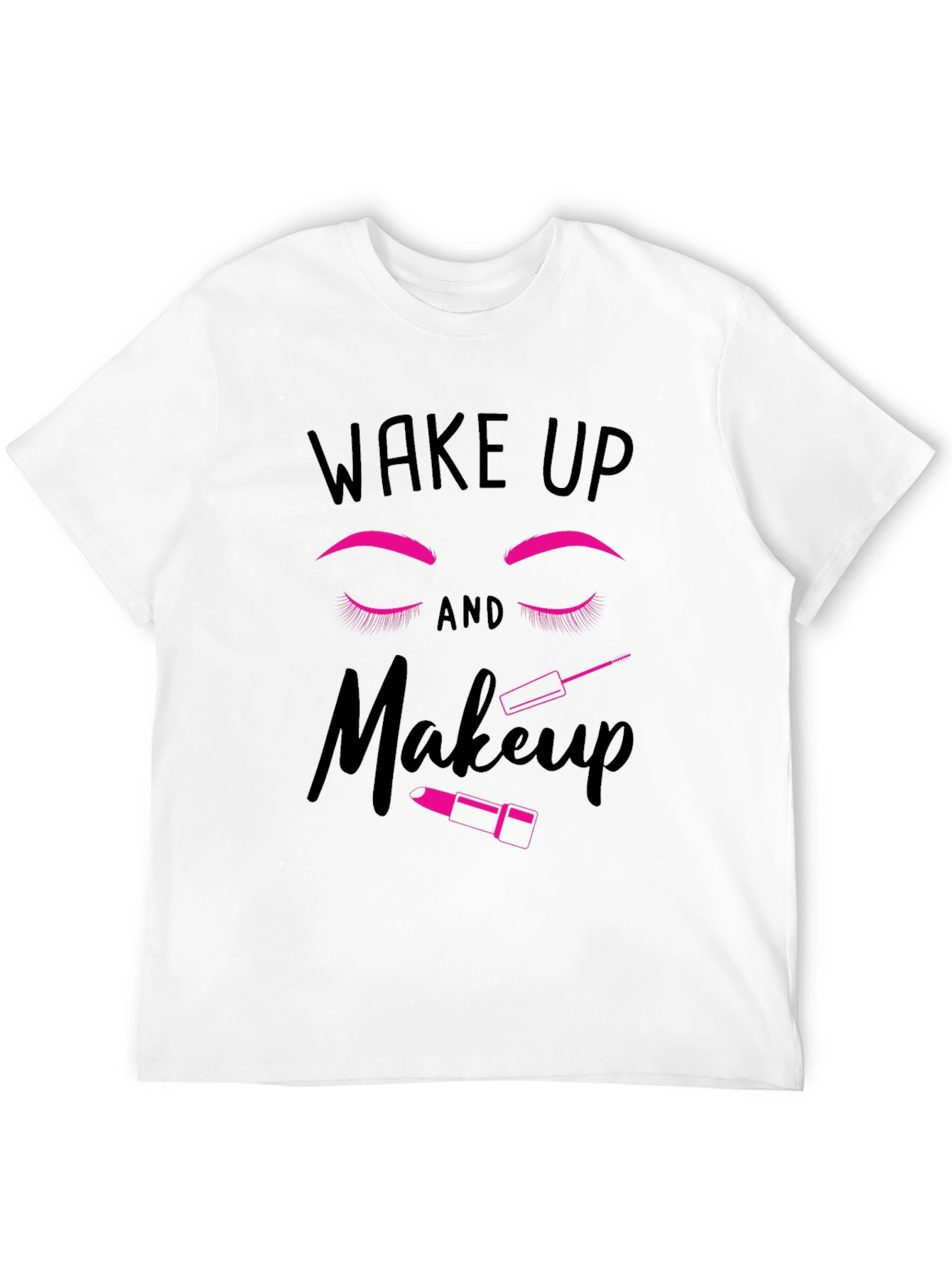 Black Wake Up and Makeup Graphic T-Shirt view 12