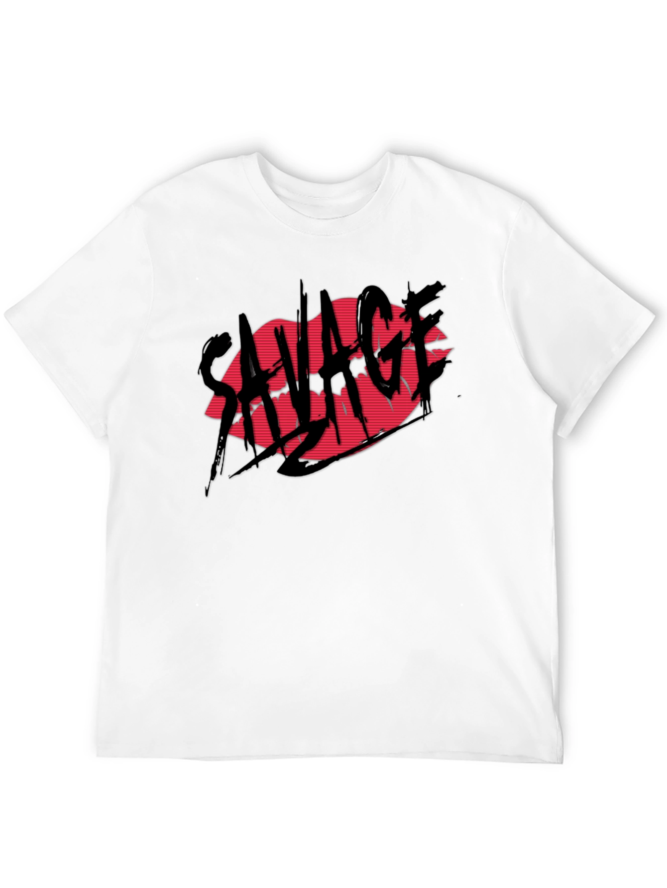 Black Savage Lips Graphic Black T-Shirt view 12