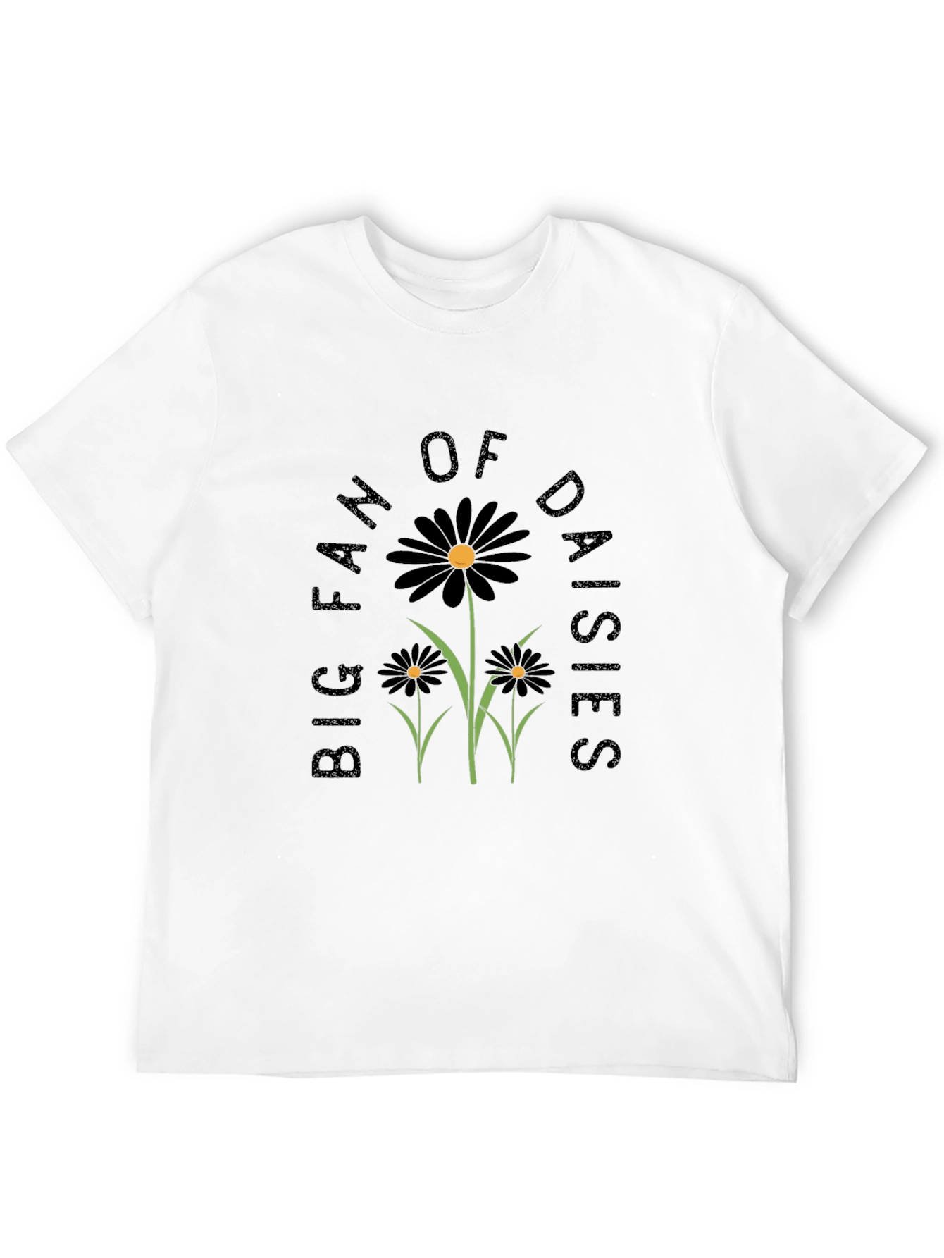 Black Big Fan of Daisies Black Graphic T-Shirt view 12
