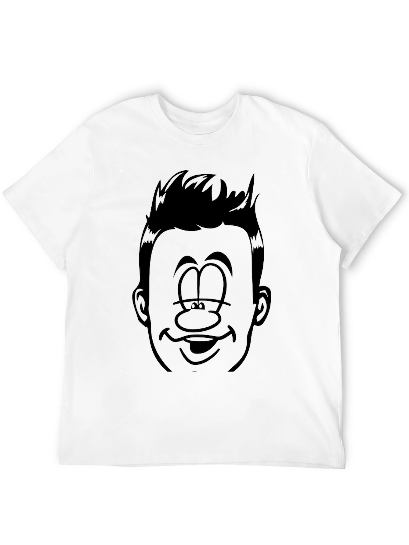 Black Funny Cartoon Face Black Graphic Tee view 12