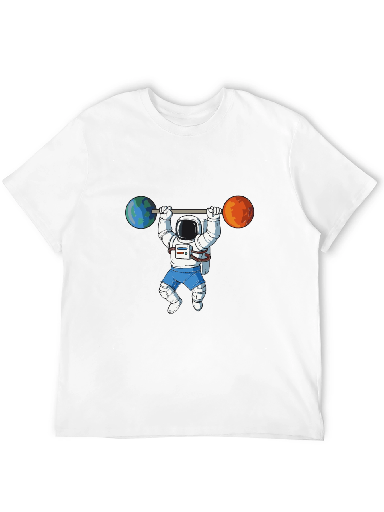 Black Astronaut Lifting Planets Graphic Tee view 12