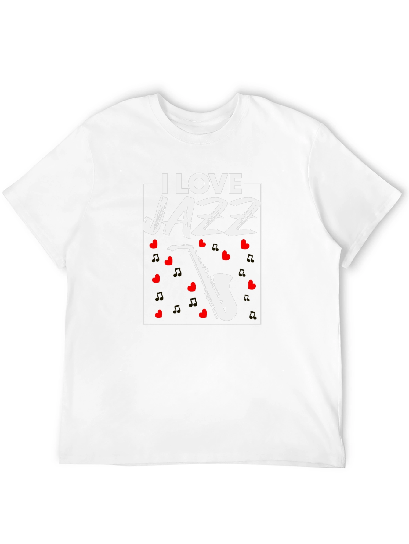 Black I Love Jazz Saxophone Graphic T-Shirt view 12