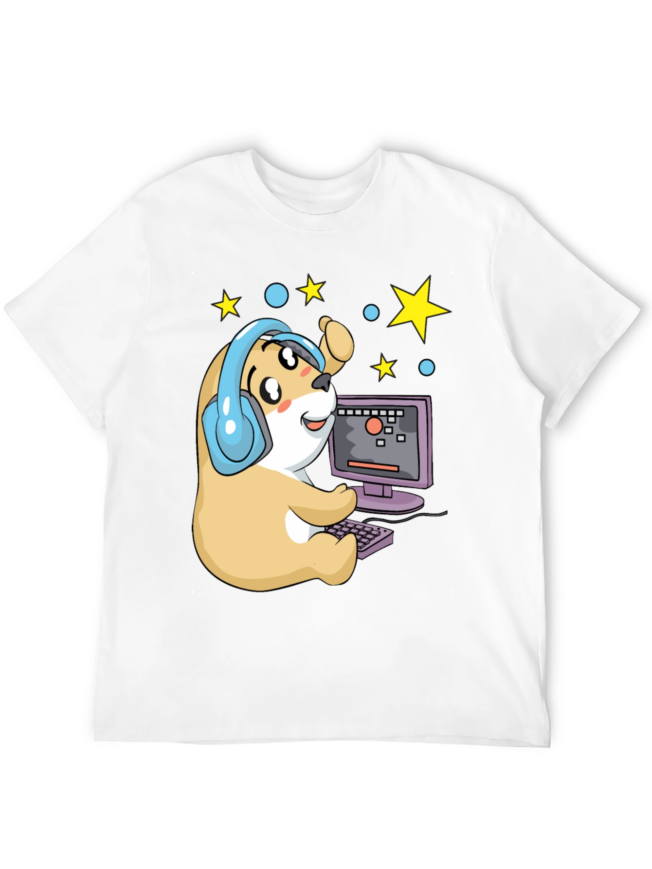 Black Gamer Hamster T-Shirt - Cute Cartoon Graphic Tee view 12