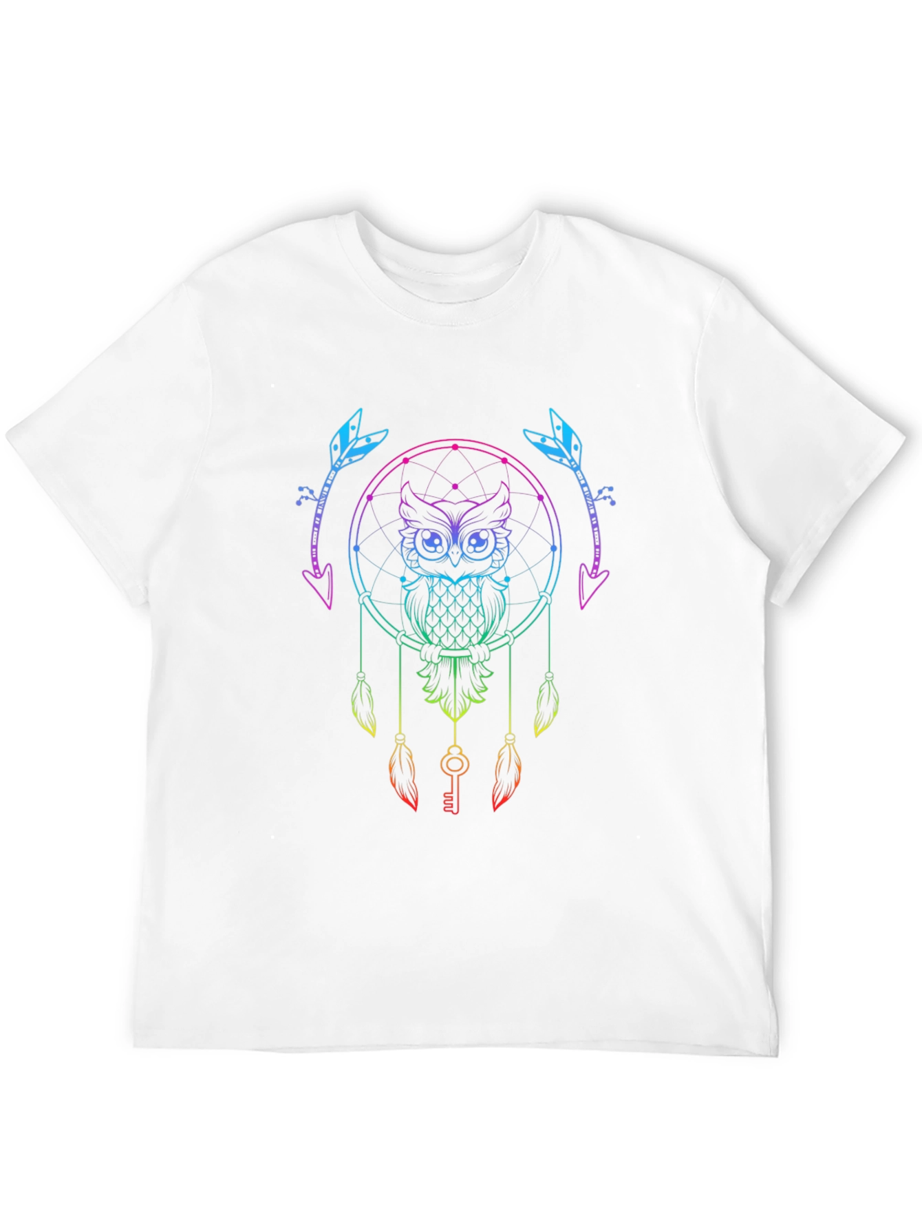 Black Rainbow Owl Dreamcatcher Graphic Tee - Unique Design view 12