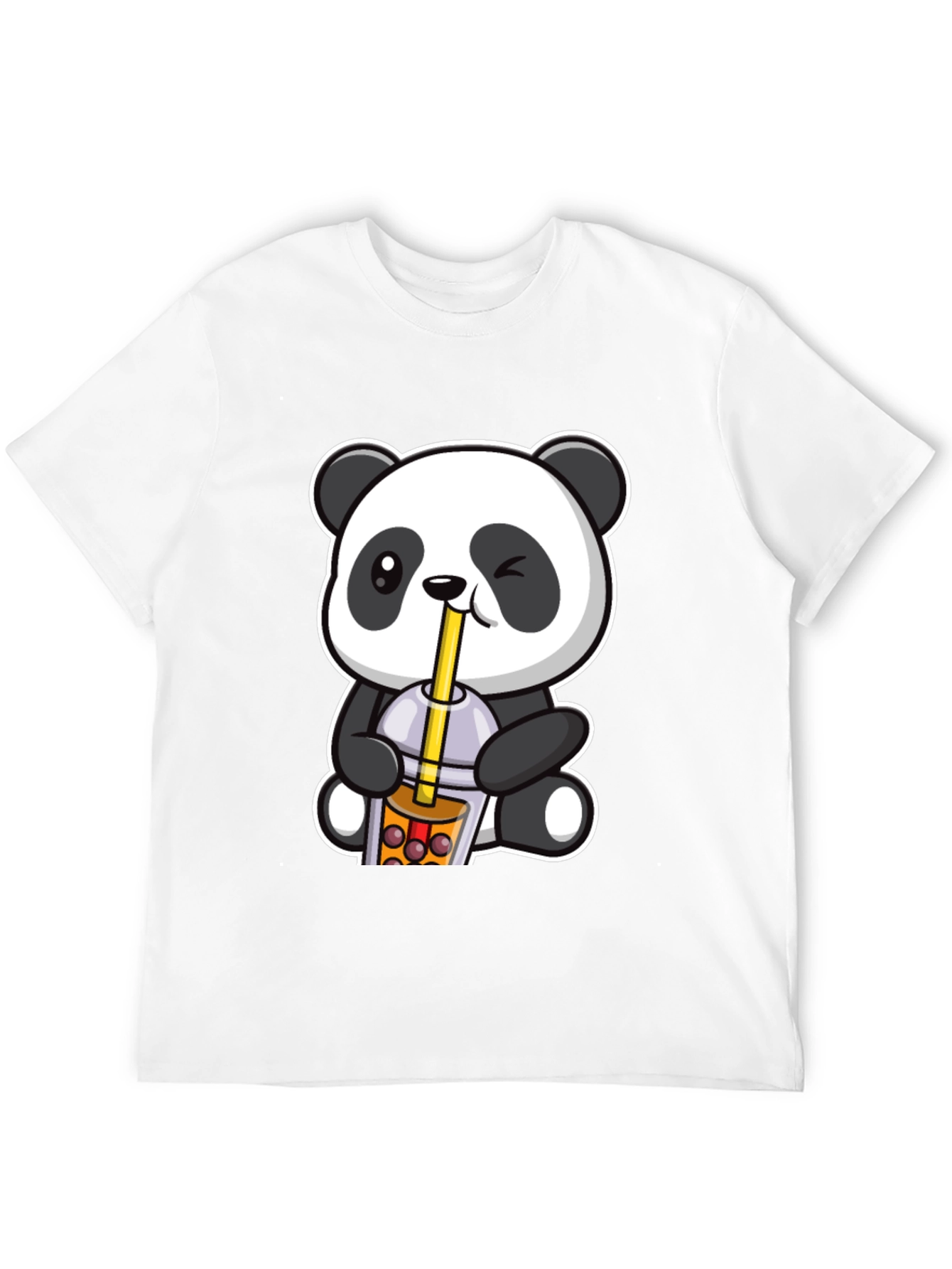 Black Cute Panda Boba Tea Graphic T-Shirt view 12