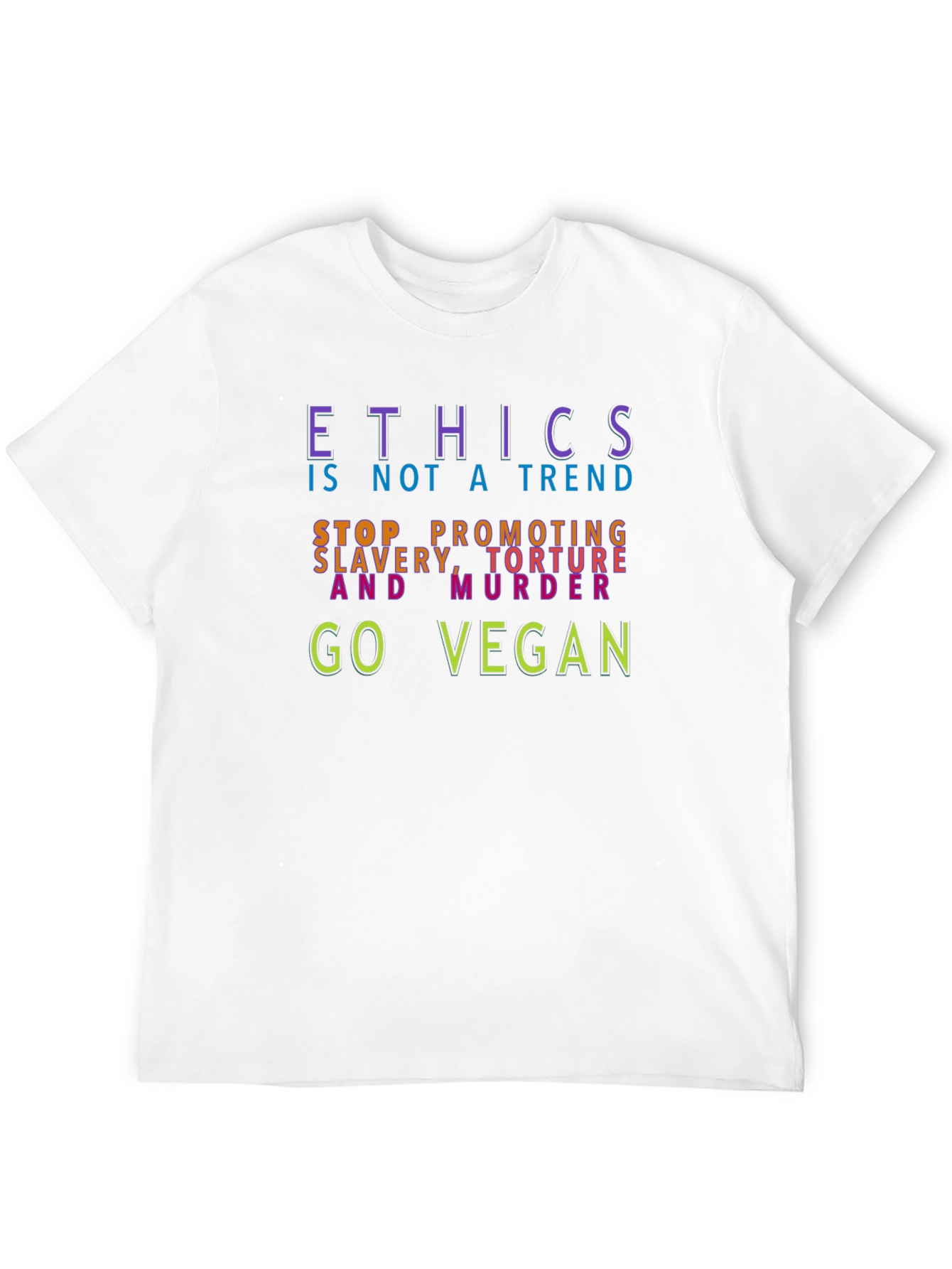 Black Ethics Vegan T-Shirt - Stop Slavery, Torture, Murder view 12
