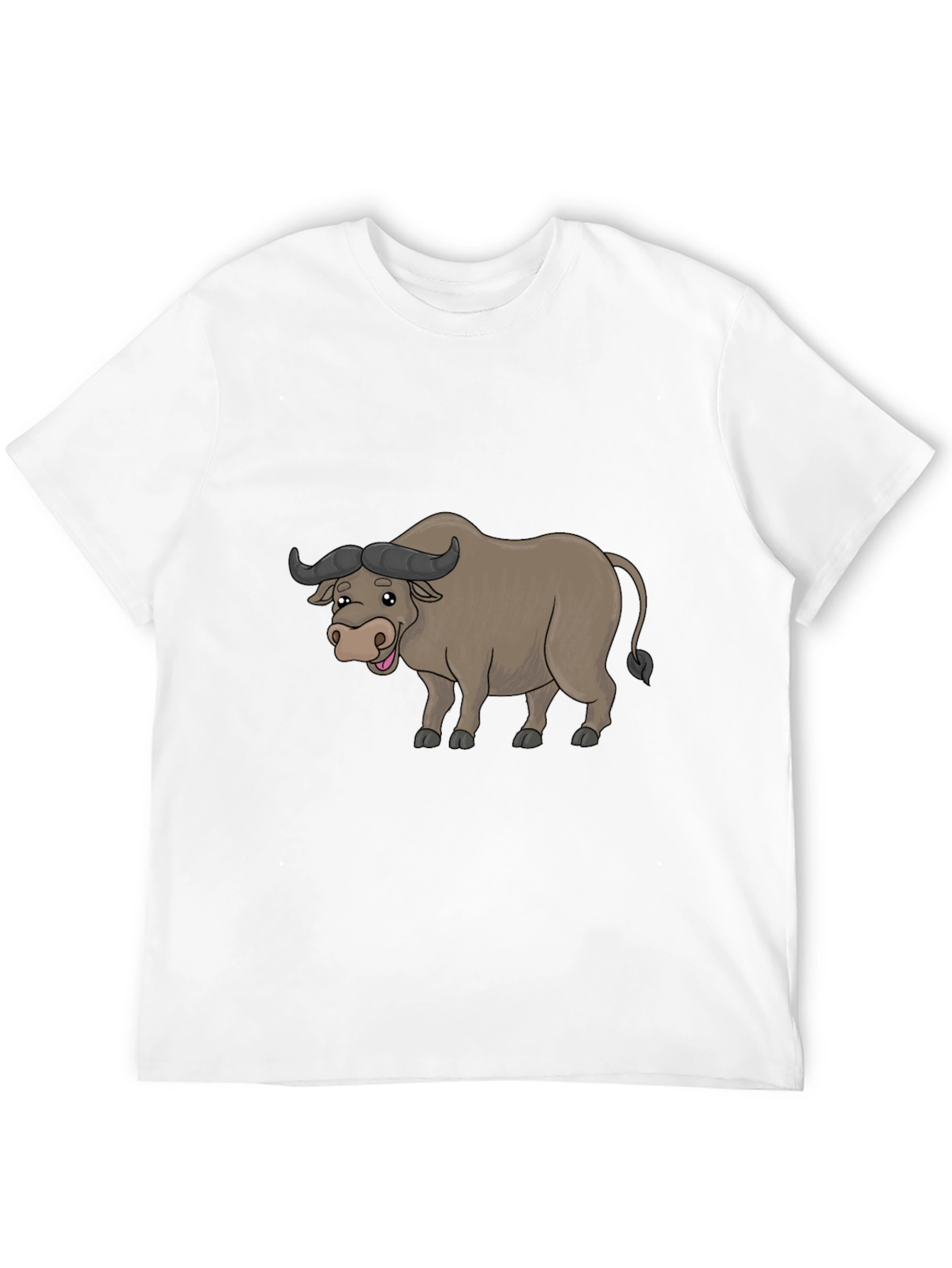 Black Funny Buffalo Cartoon Black T-Shirt view 12