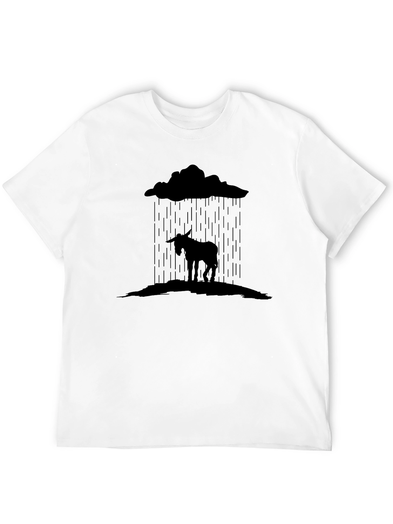 Black Donkey in the Rain Graphic Tee - Black Cotton T-Shirt view 12