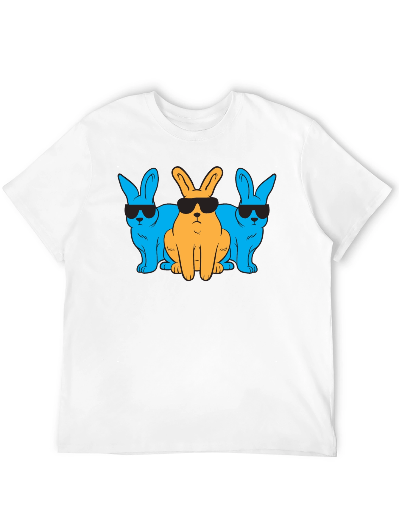 Black Cool Rabbits Graphic T-Shirt - Black Cotton Tee view 12