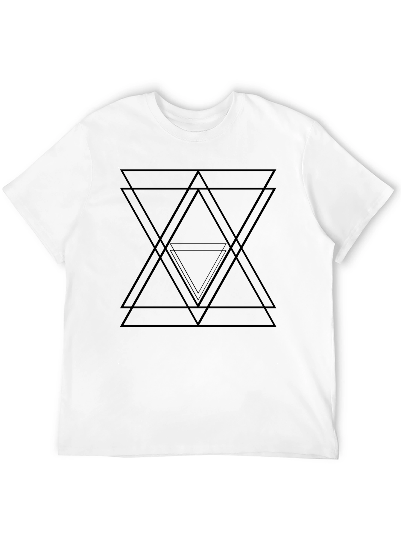 Black Geometric Triangle Graphic Black T-Shirt view 12