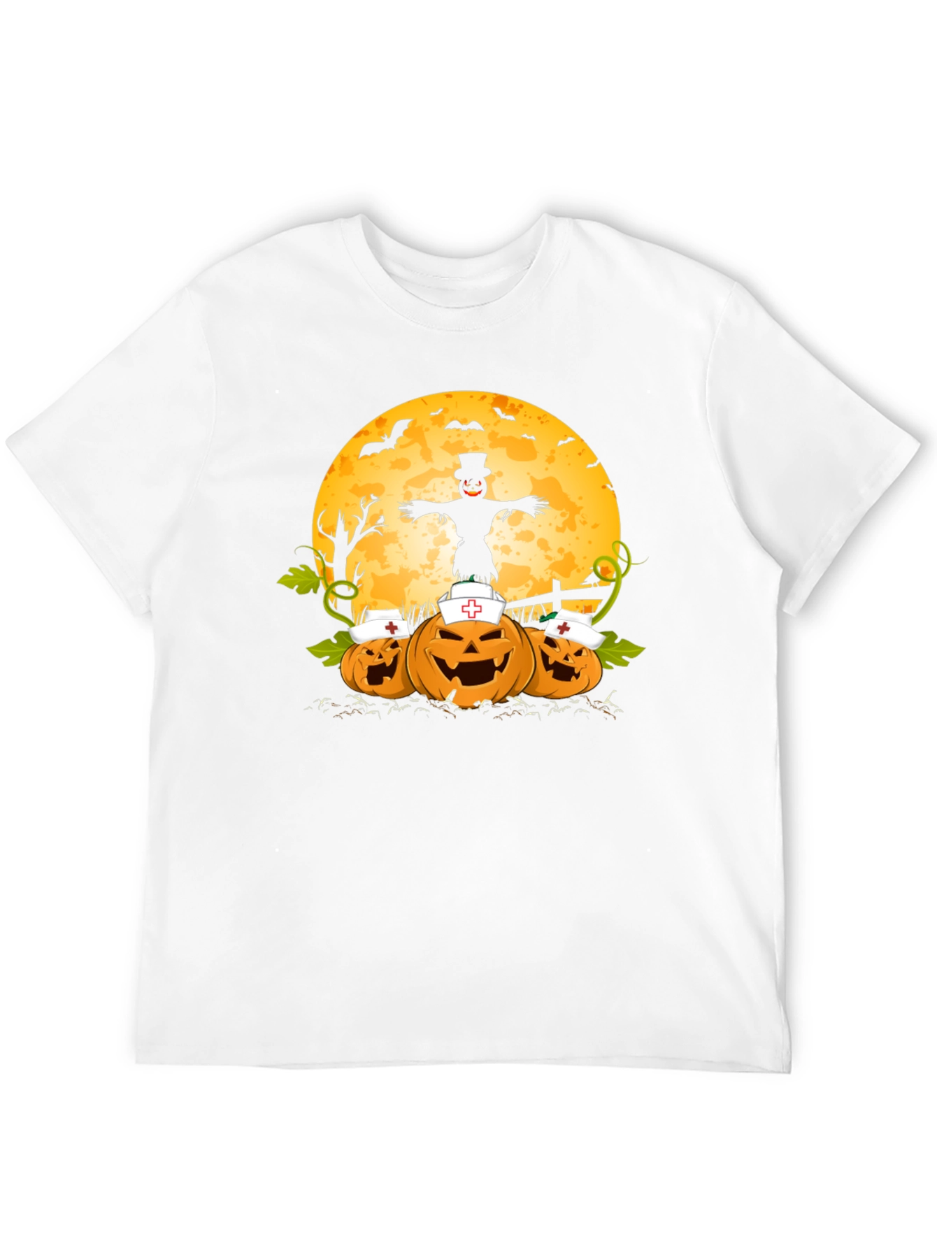 Black Halloween Nurse Pumpkins T-Shirt view 12
