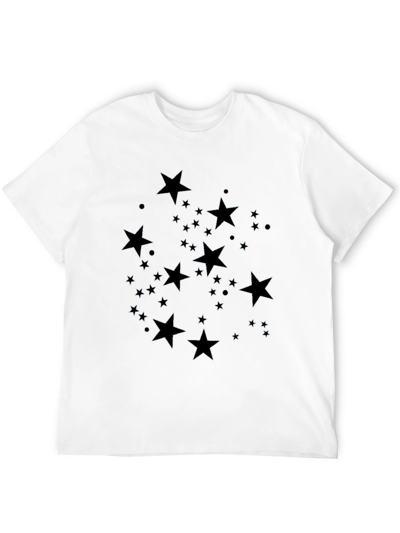 Black Star Pattern Black T-Shirt - Stylish Casual Wear view 12