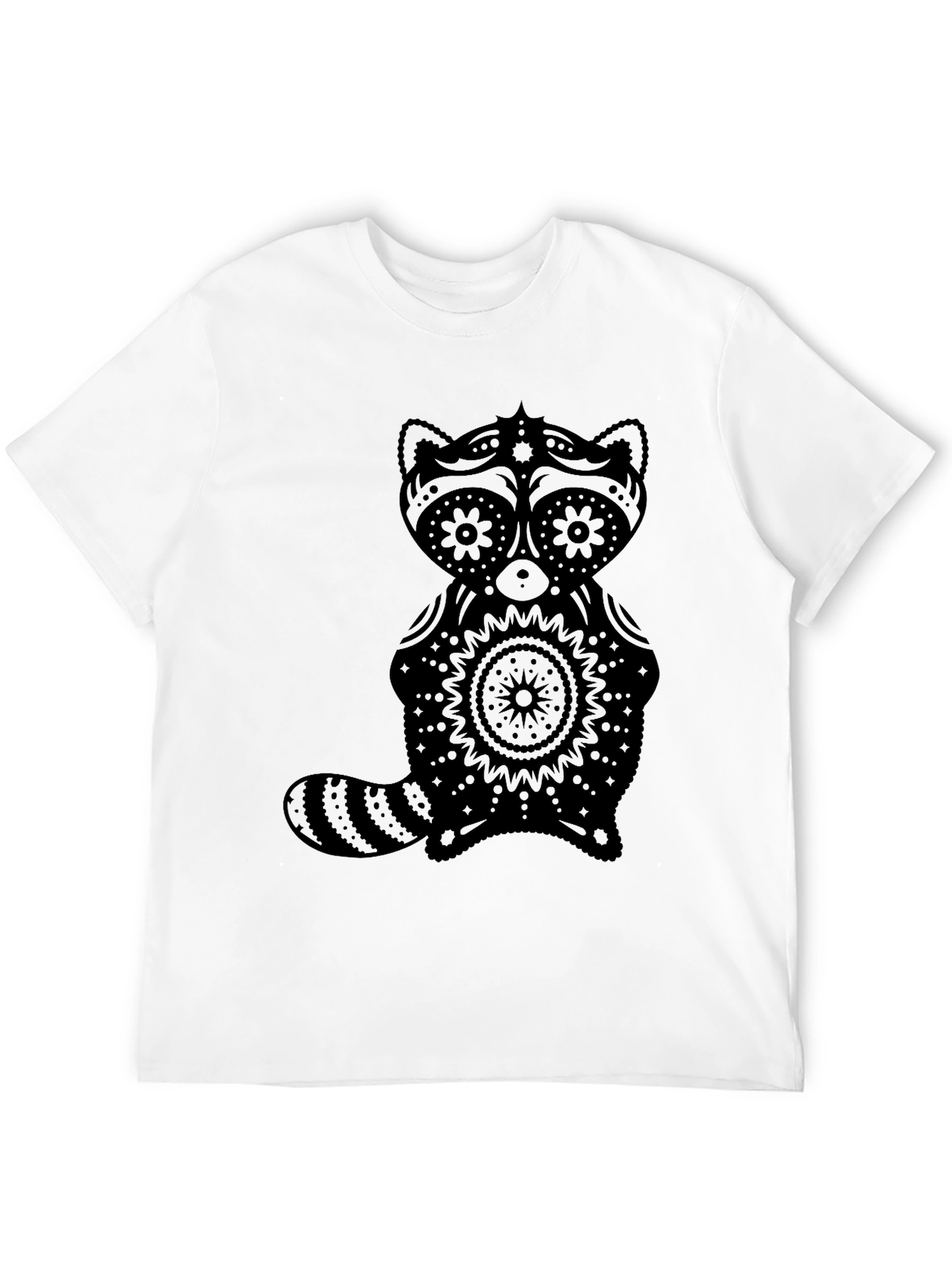 Black Sugar Skull Raccoon Graphic T-Shirt - Black view 12
