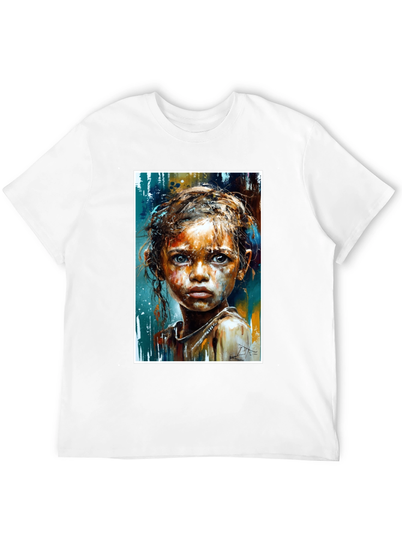 Expressive Girl Portrait Tee - Unique Art - 12