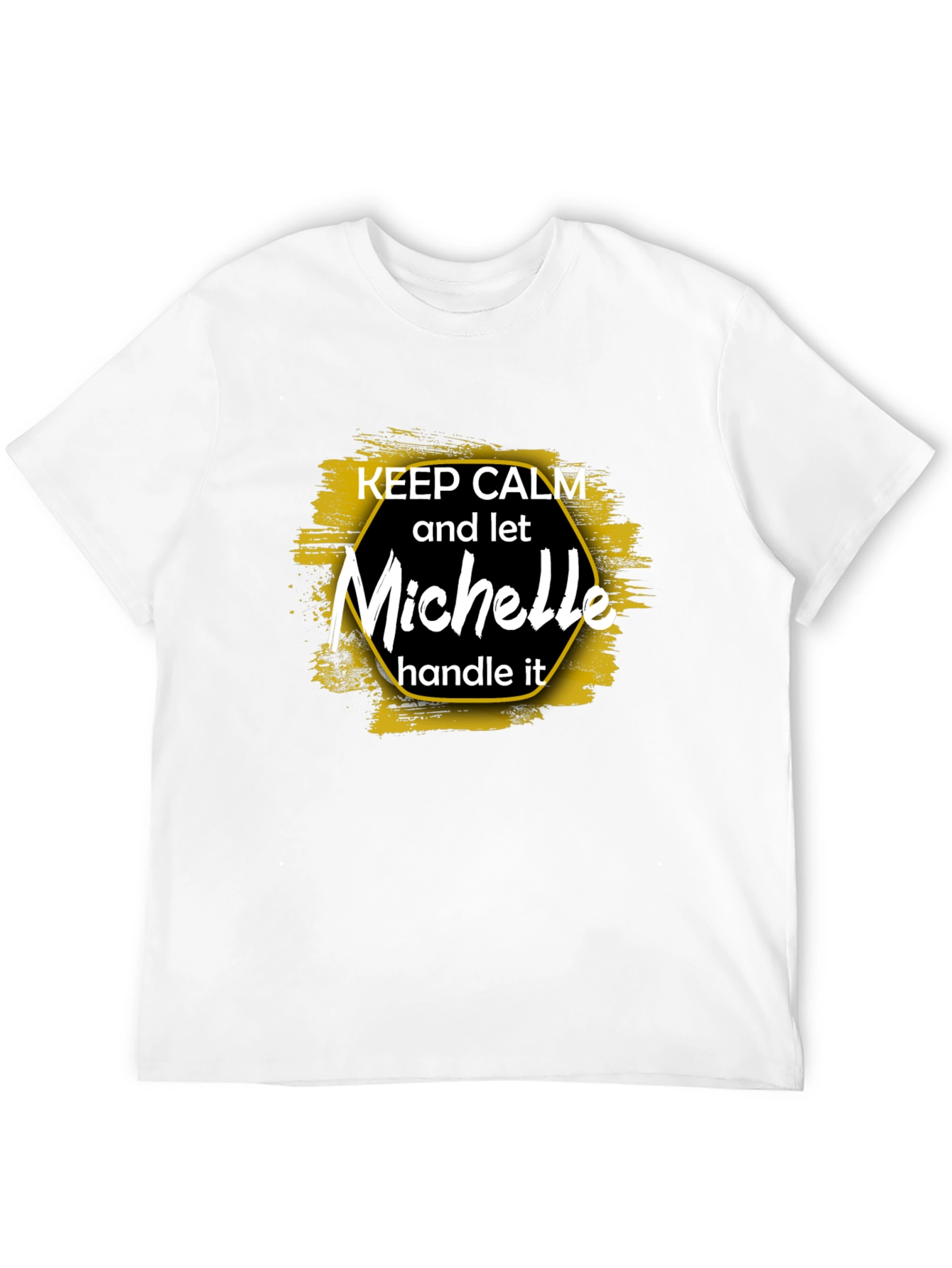 Black Keep Calm Michelle T-Shirt, Funny Personalized Name Tee view 12