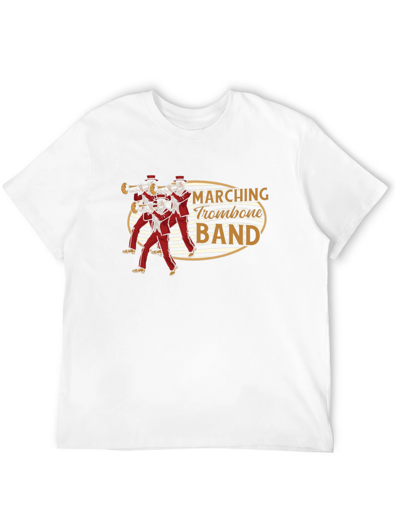 Black Marching Trombone Band Graphic Tee - Black Cotton T-Shirt view 12