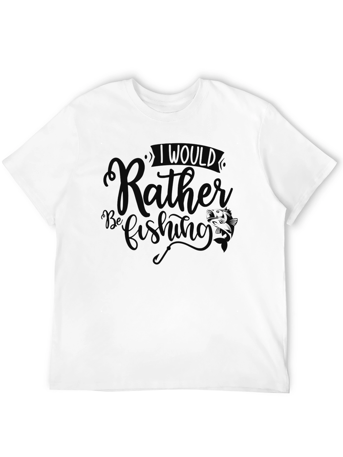 Black Fishing Graphic T-Shirt - Rather Be Fishing Black Tee view 12