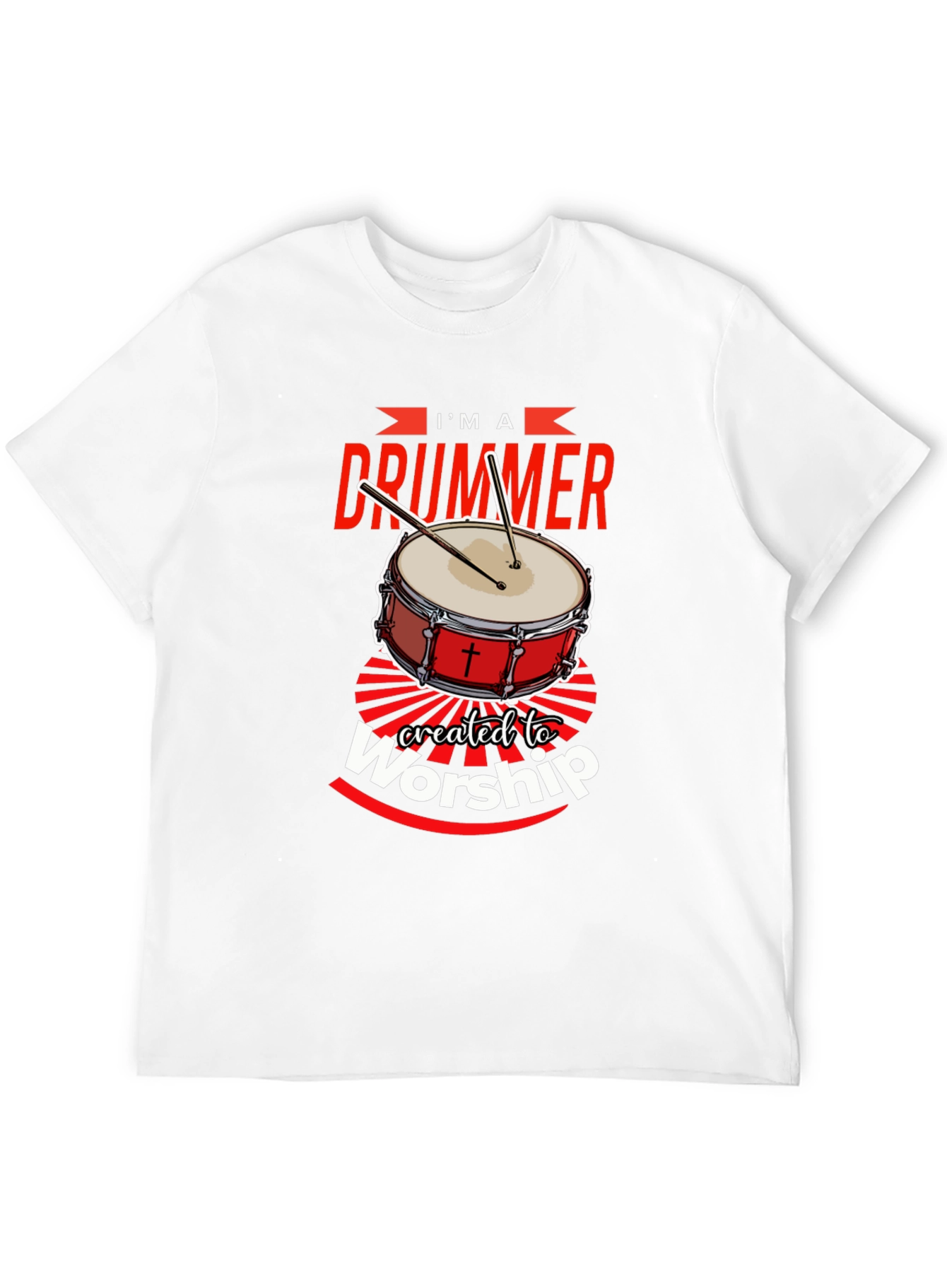 Black I'm A Drummer Created To Worship T-Shirt view 12