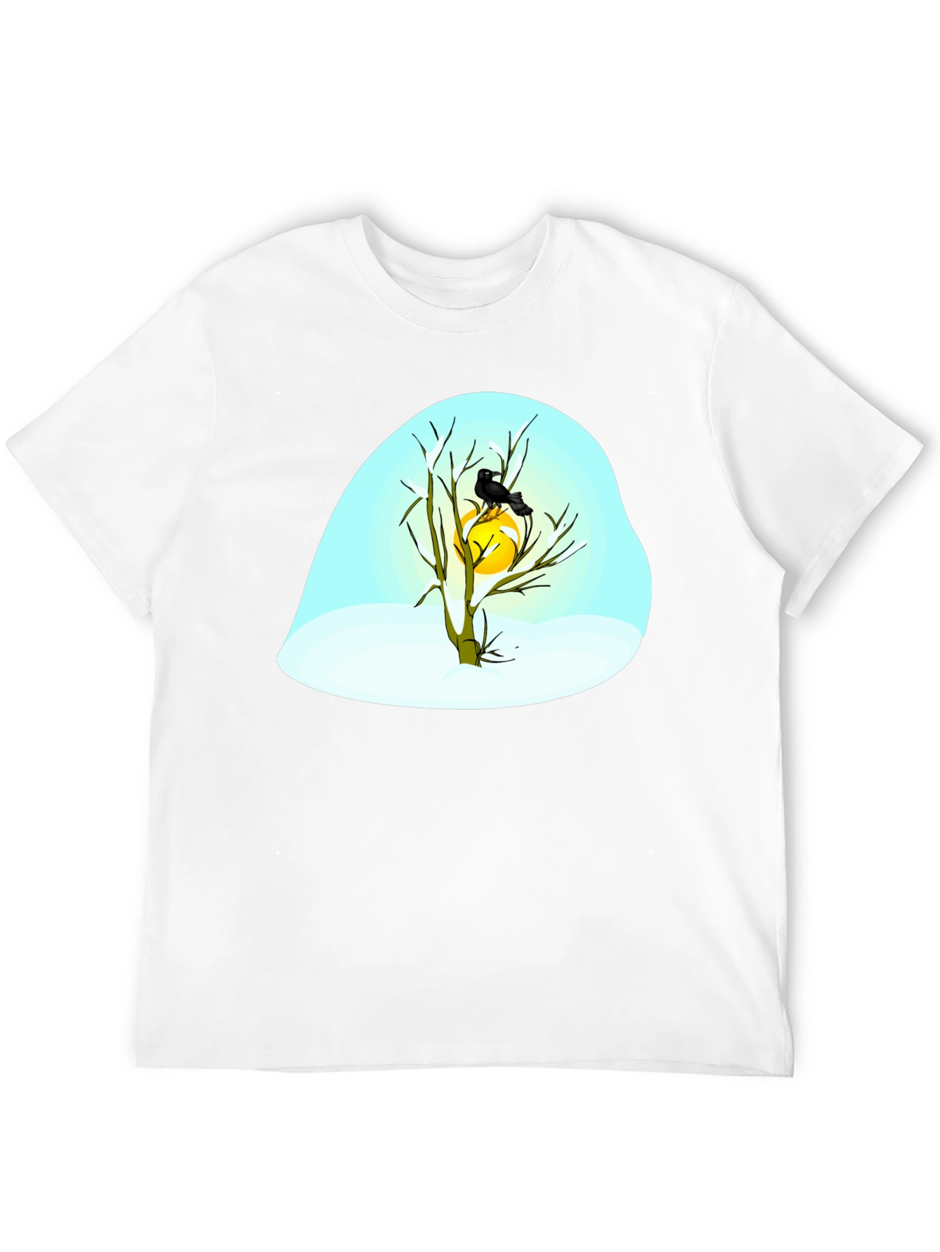 Black Winter Raven Graphic Tee - Black Cotton Blend view 12