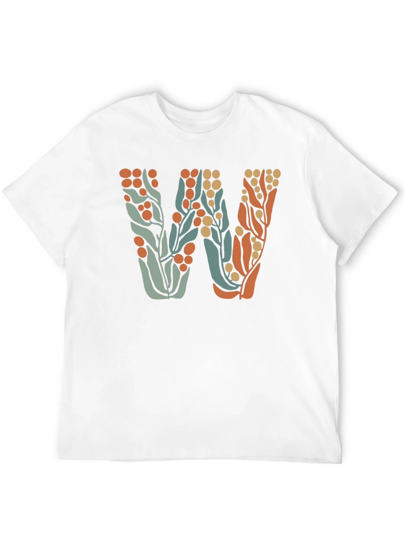 Black Floral Initial W Black T-Shirt view 12