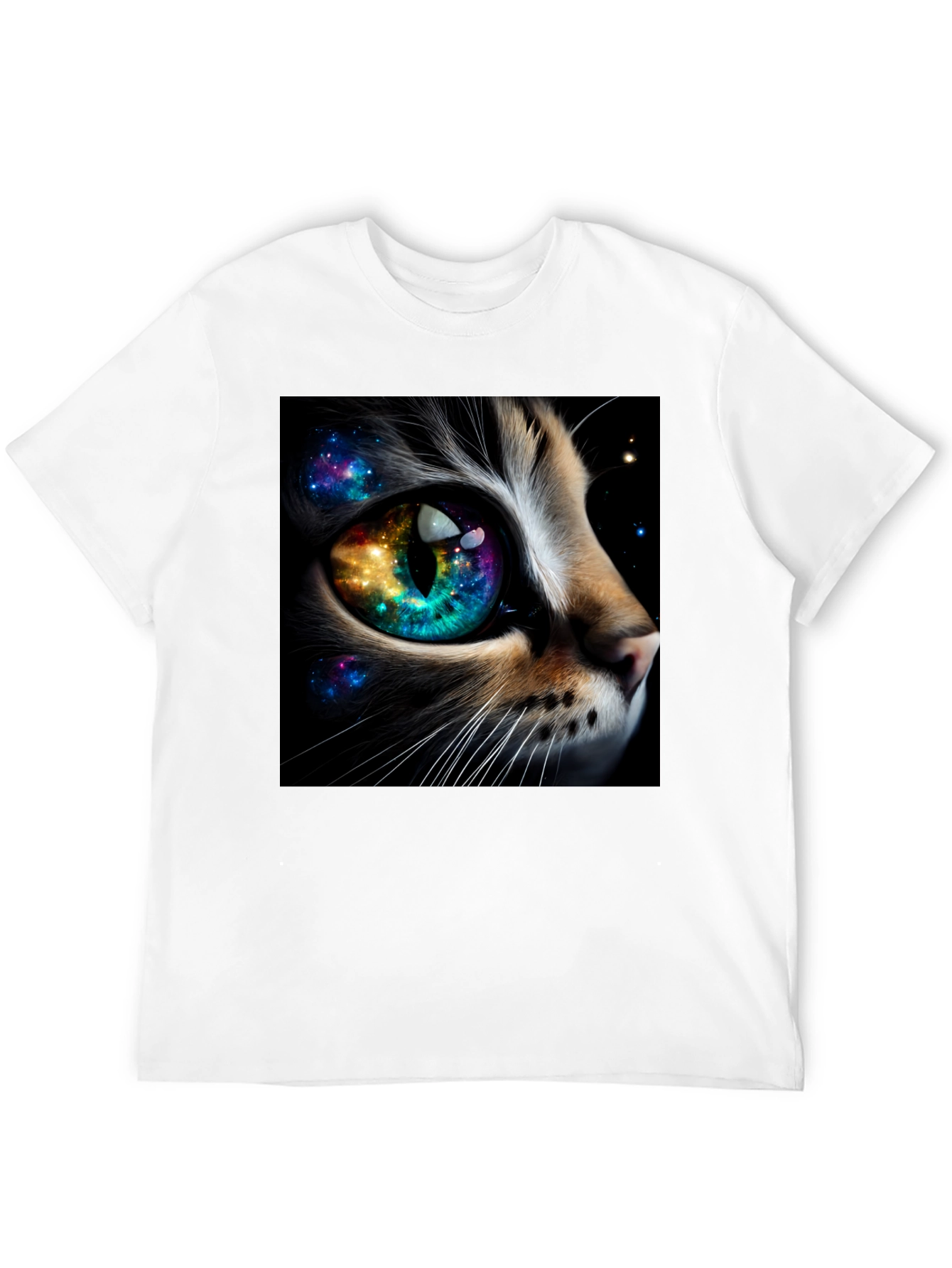 Black Cosmic Cat Eye T-Shirt - Unique Galaxy Design view 12