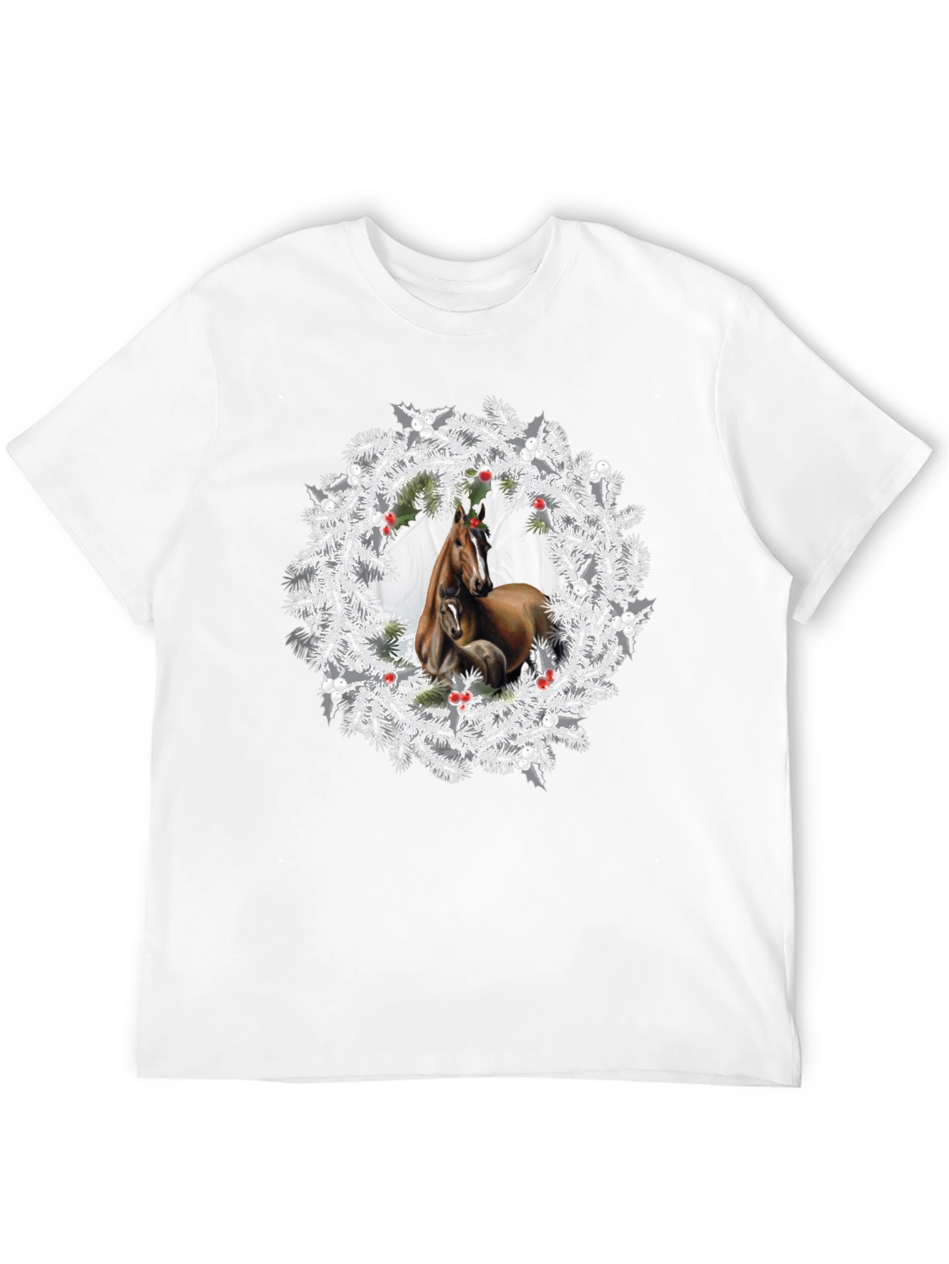 Black Horse Wreath T-Shirt - Christmas Apparel view 12