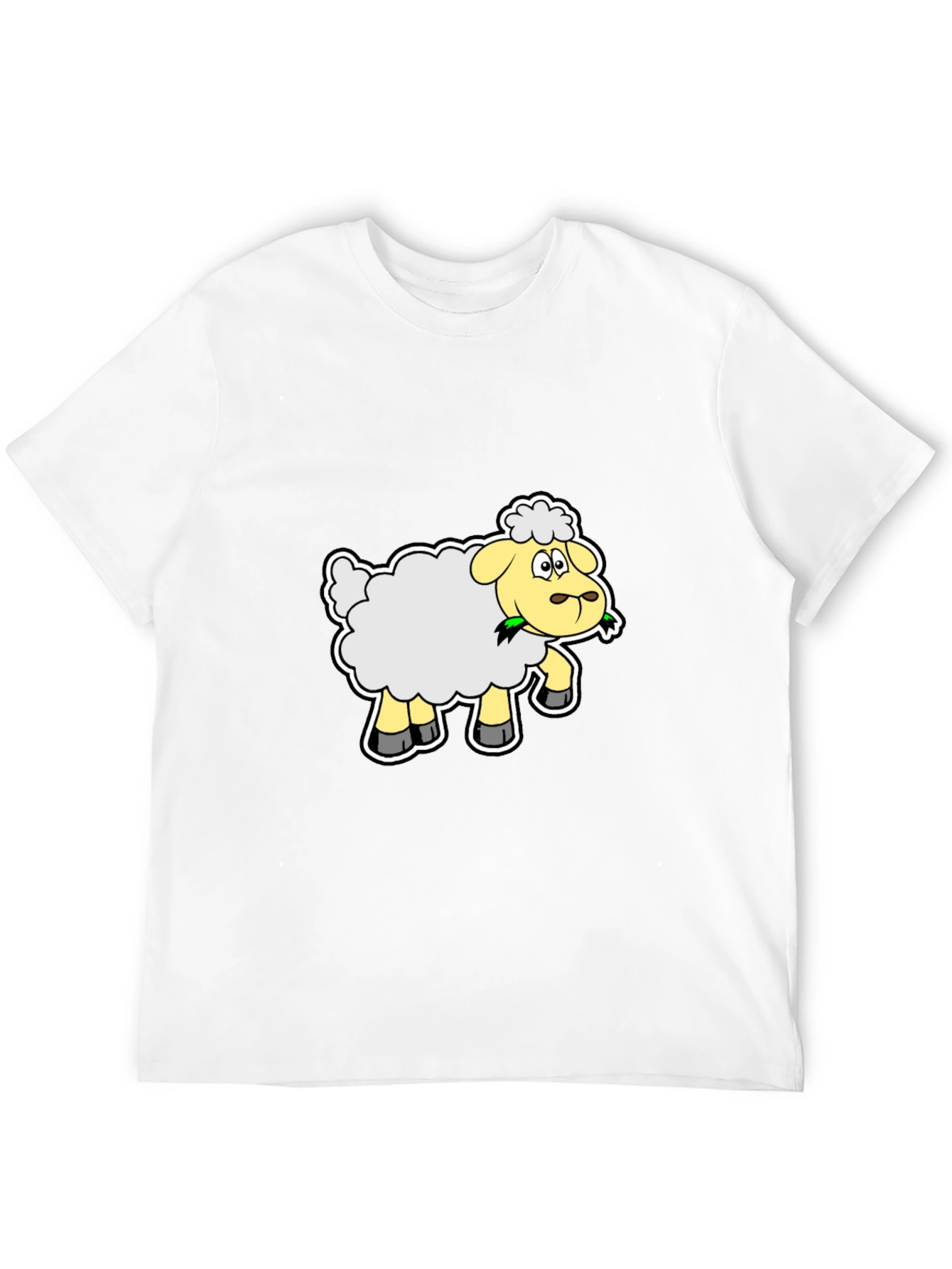 Black Cute Cartoon Sheep Graphic Tee - Black Cotton Shirt view 12