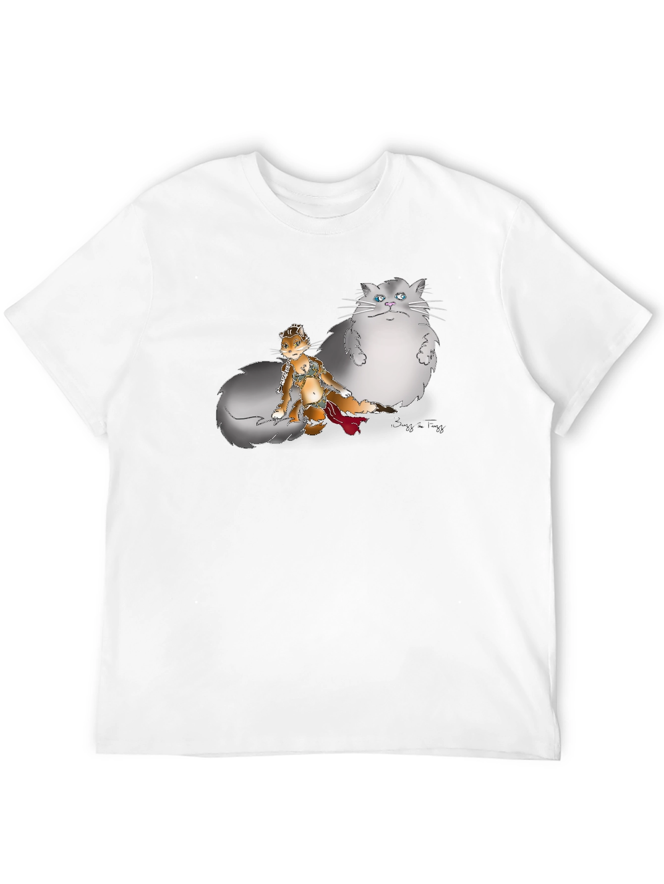 Black Graphic Print T-Shirt - Cat and Squirrel Design view 12