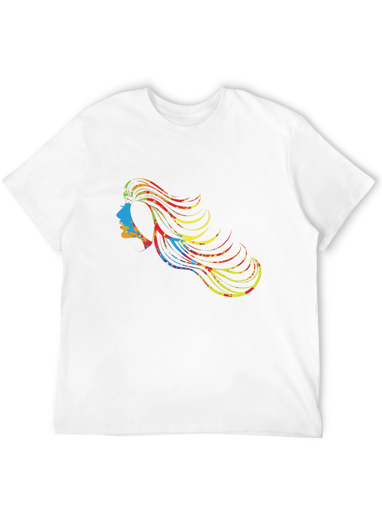 Black Colorful Haired Woman Graphic Black T-Shirt view 12