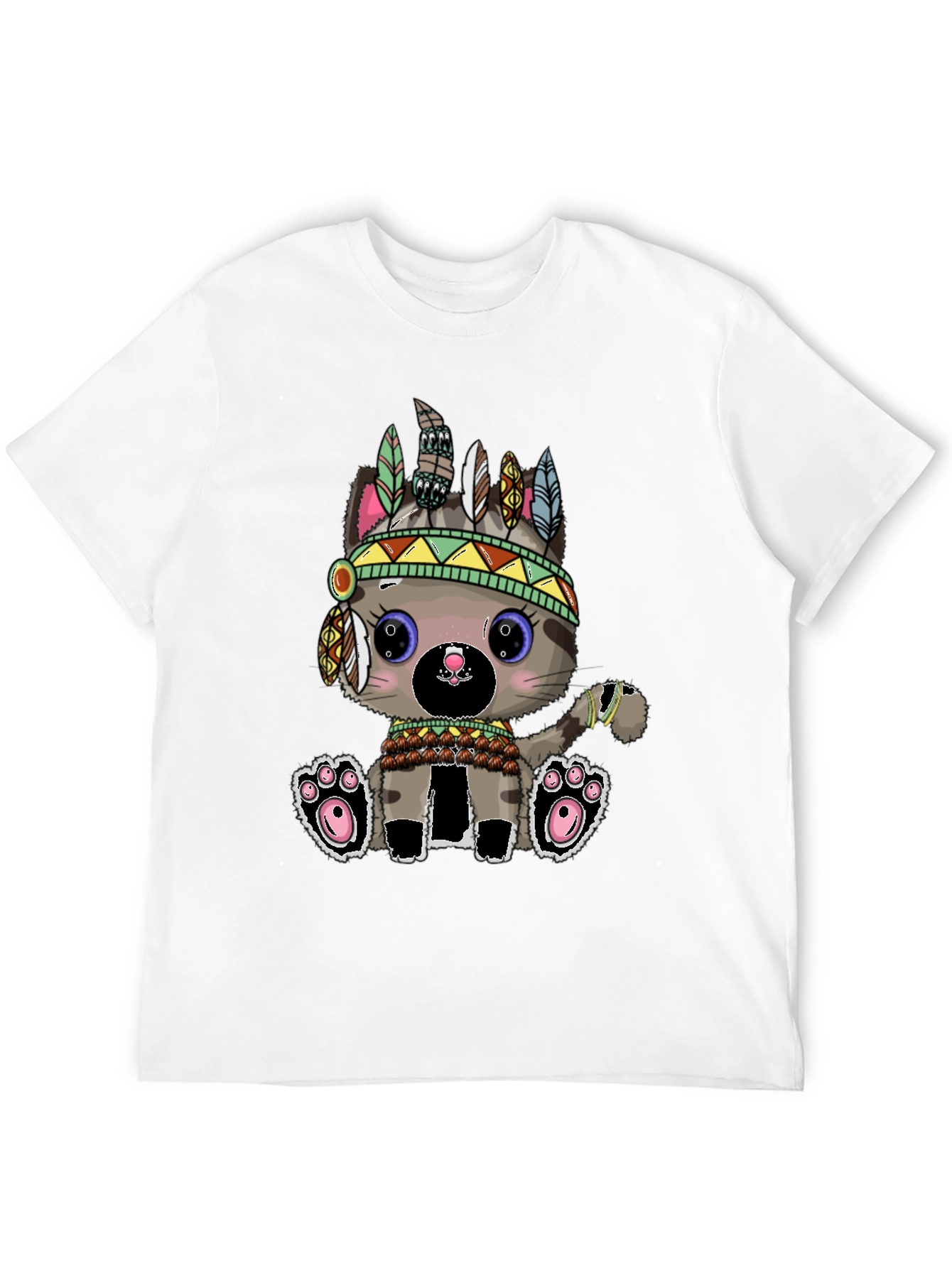 Black Native Cat T-Shirt Black Graphic Tee view 12