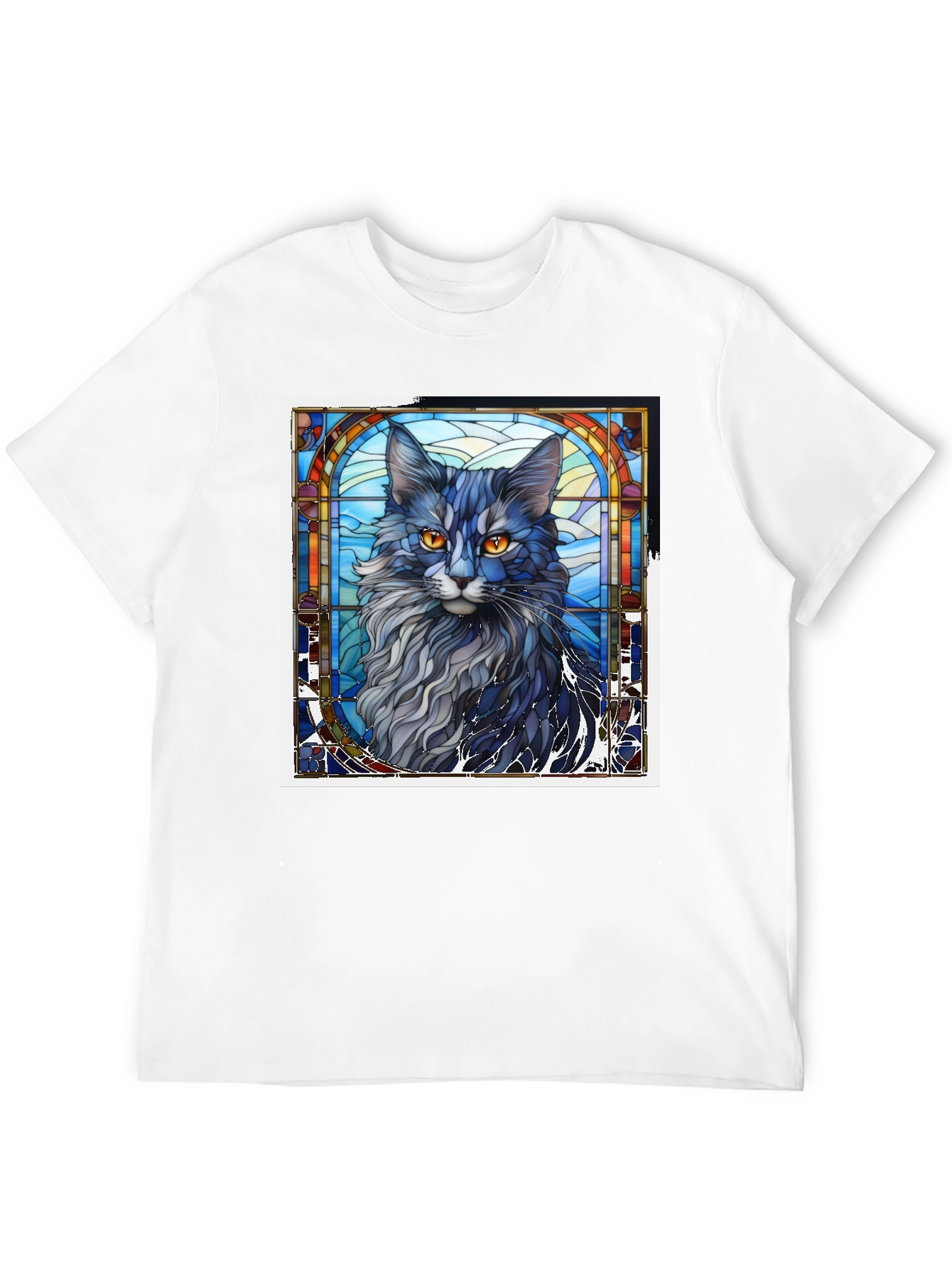 Black Stained Glass Cat T-Shirt view 12