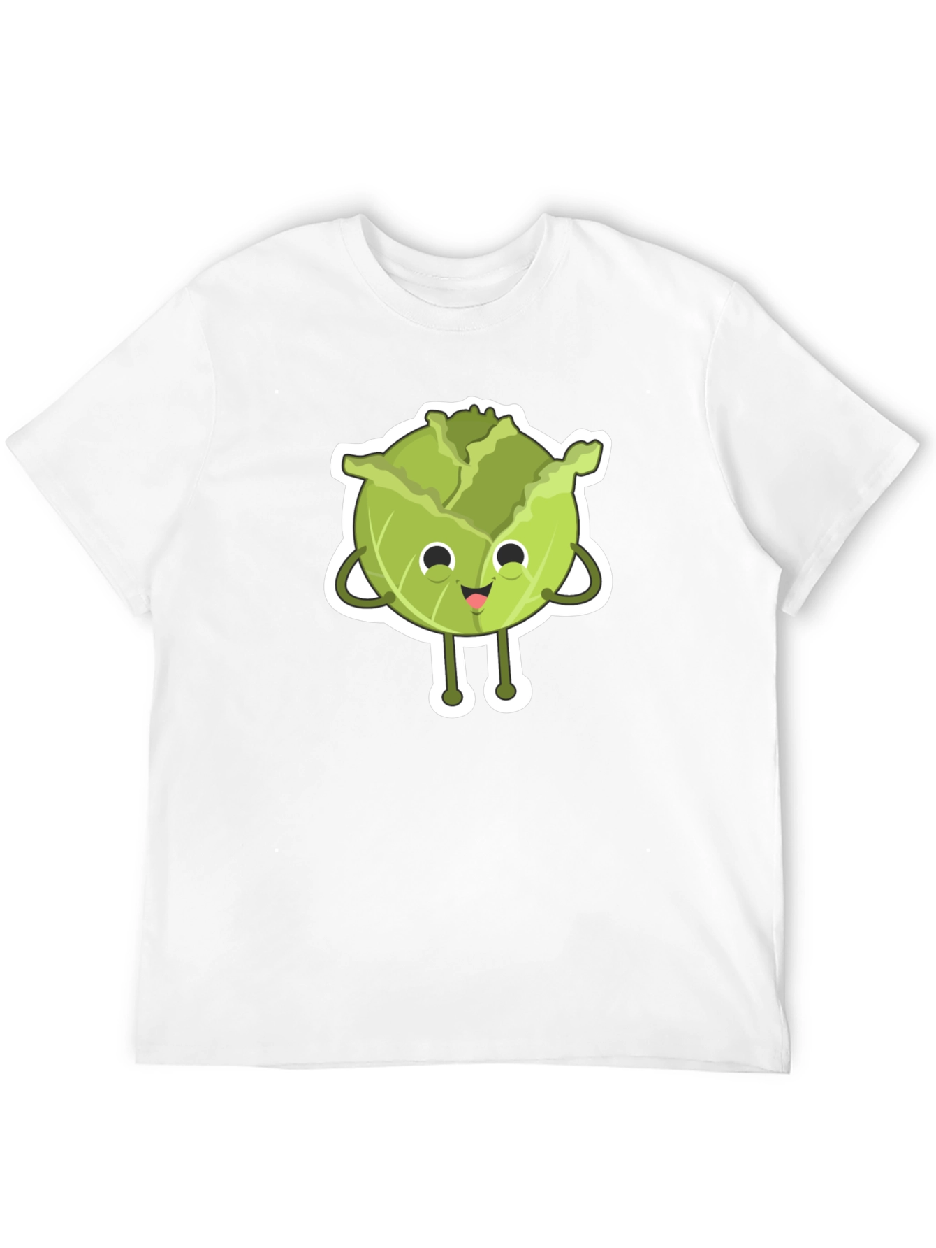 Black Cute Cabbage Cartoon Black T-Shirt view 12
